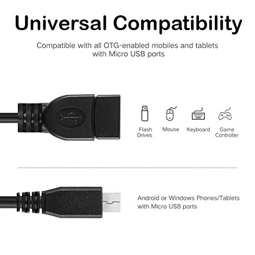 Micro USB to OTG Adapter for Samsung Galaxy S5 - On-The-Go Connection Kit with Cable (Black) | Perfect for Data Transfer, Charging & Connecting USB Devices to Your Phone