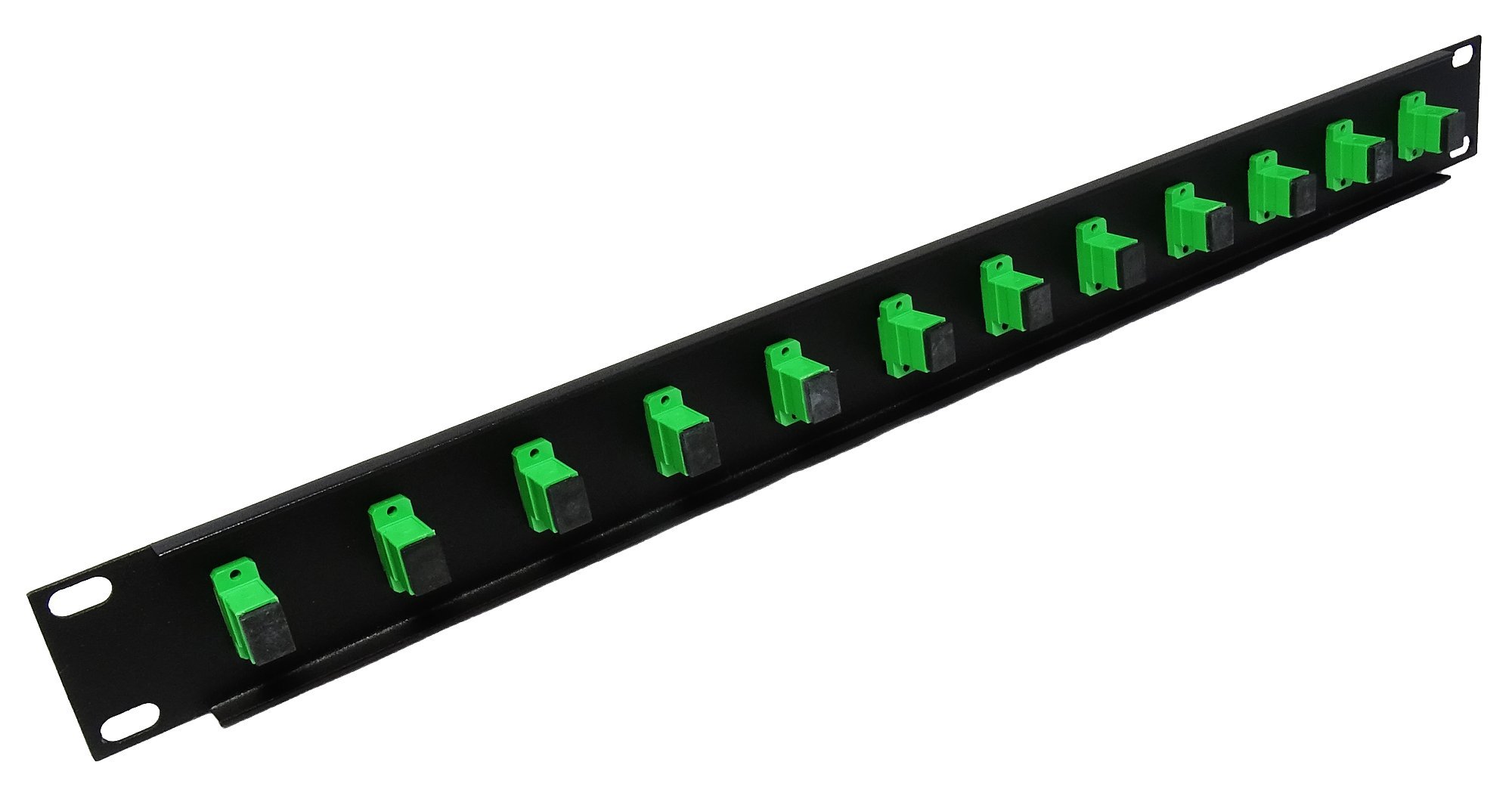 12 Port SC Fiber Patch Panel APC Singlemode with Green Couplers - 1U Rack Mount 19