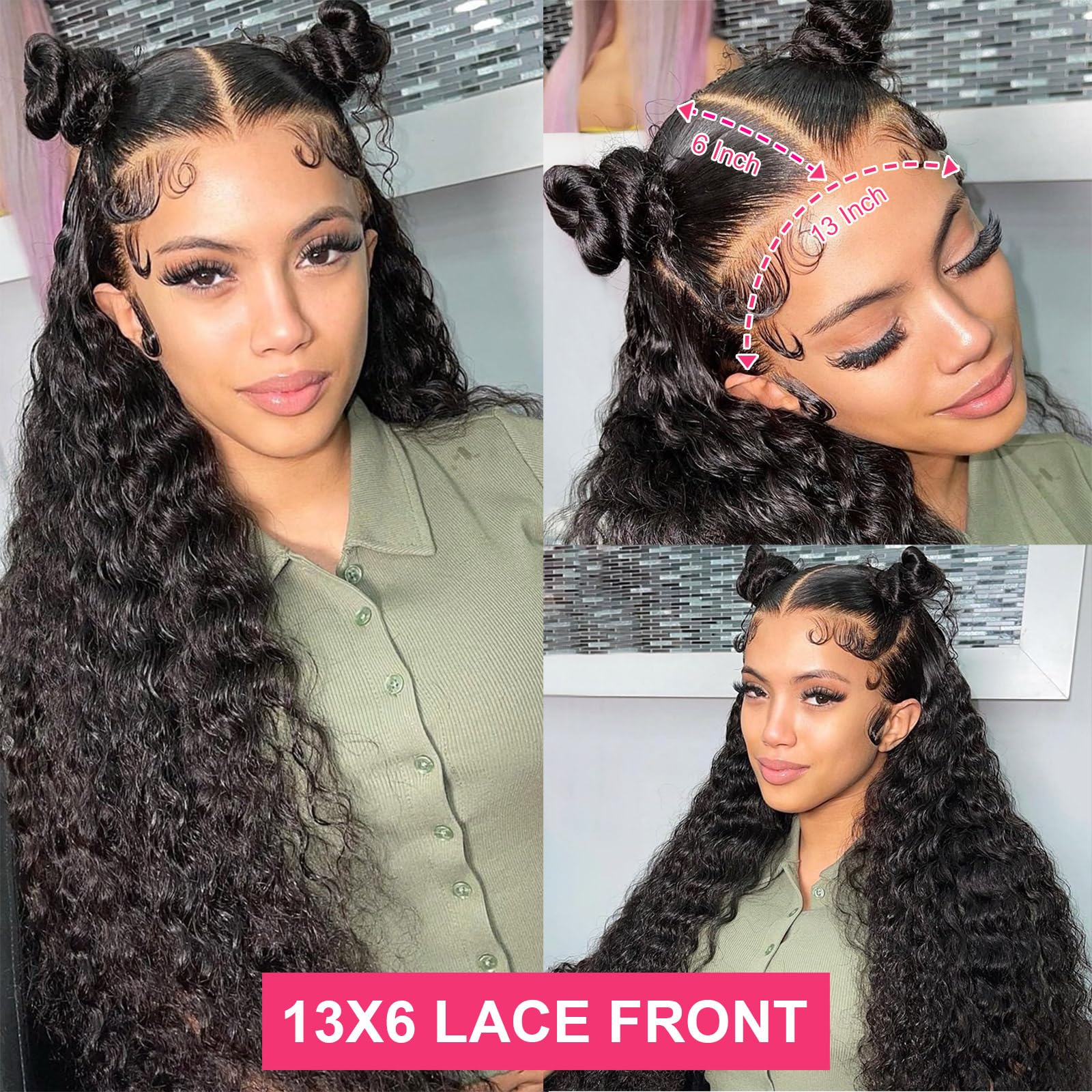 30 Inch Deep Wave Lace Front Wigs Human Hair - 13x6 HD Transparent Lace Frontal - 180% Density Glueless Pre Plucked with Baby Hair - Natural Black/Brown/Blonde - Perfect for Daily Wear, Cosplay, and Special Occasions