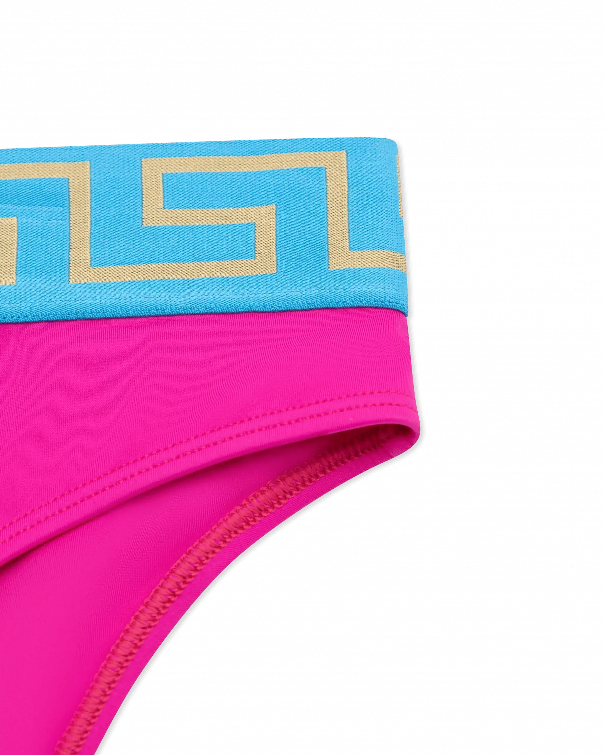 Greek Key Print High Waisted Bikini Bottoms - Vintage Inspired Swimwear for Women, Perfect for Beach Vacations & Pool Parties