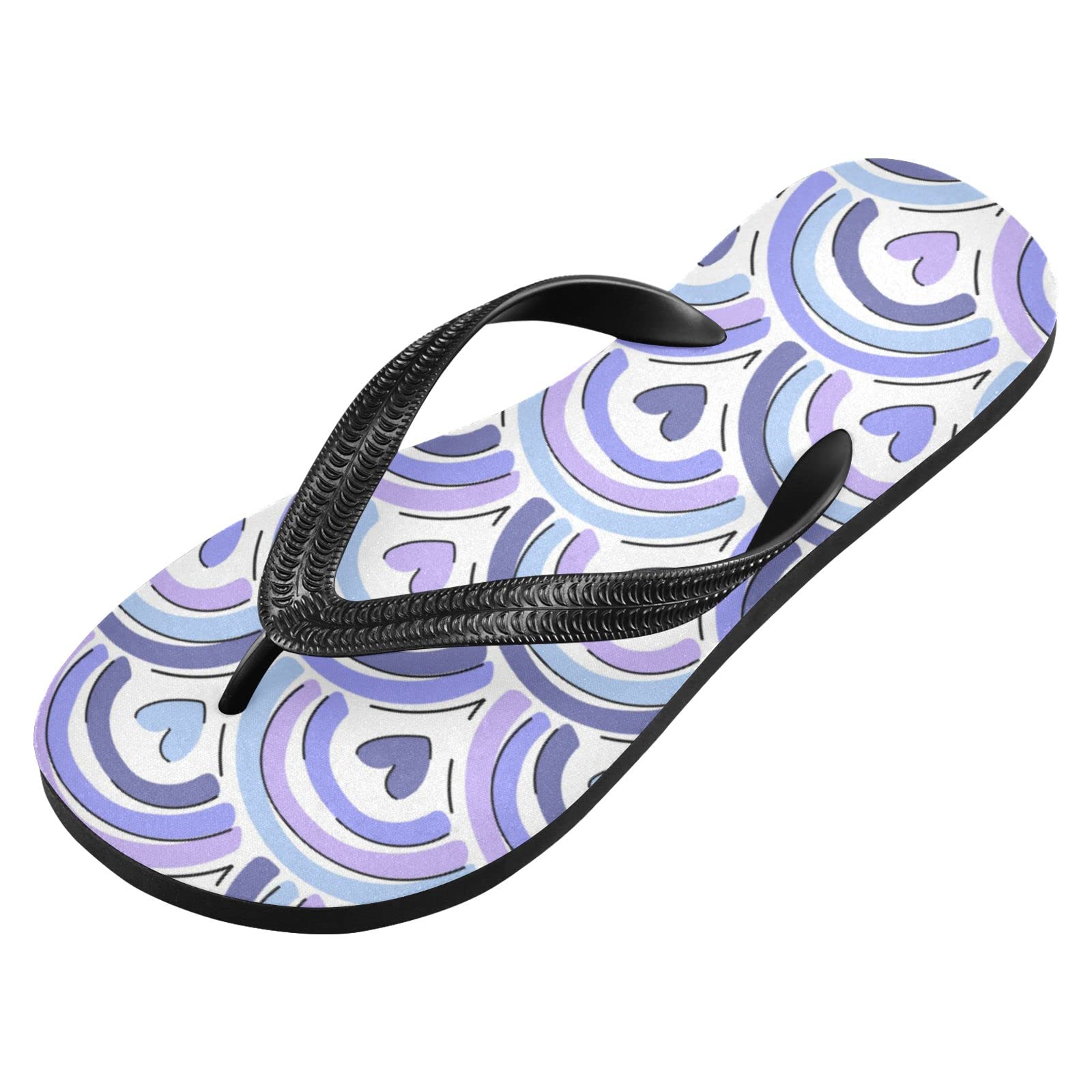 **Rainbow Purple Heart Flip Flops – Non-Slip Beach Sandals for Women & Men – Comfortable Rubber Slippers for Summer, Travel, Swimming, Parties & Shower – Fashionable Strapped Sandals**    *(Perfect for beach vacations, poolside lounging, outdoor festivals, and casual everyday wear!)*