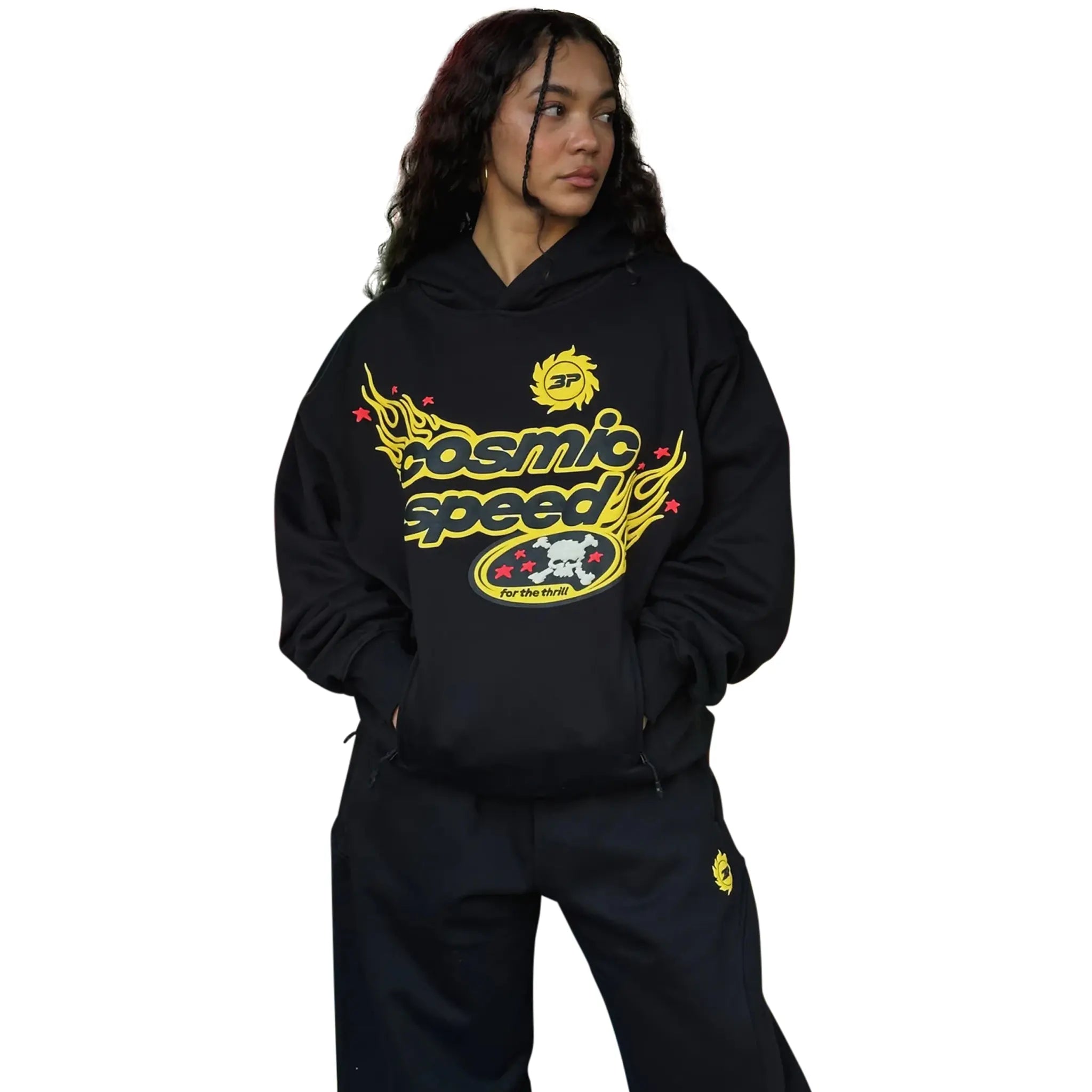 Broken Planet Cosmic Speed Midnight Black Hoodie for Men & Women | Trendy Streetwear Pullover | Perfect for Casual Outfits & Urban Fashion