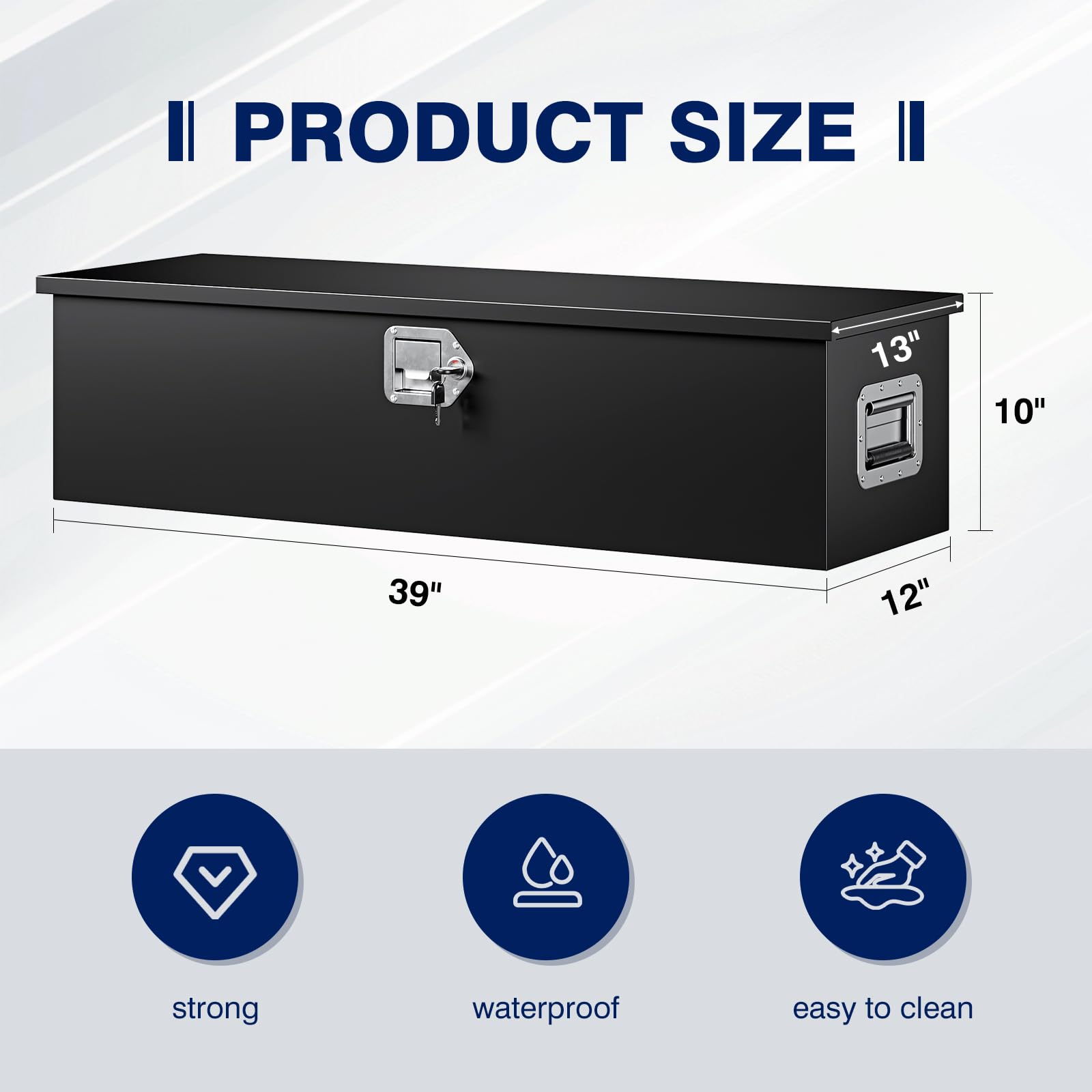 Yizosh 39 Inch Heavy Duty Steel Truck Bed Tool Box with Lock & Keys - Secure Storage for Pickup Trucks, Trailers, RVs | Perfect for Construction, Camping & Roadside Emergency Tools