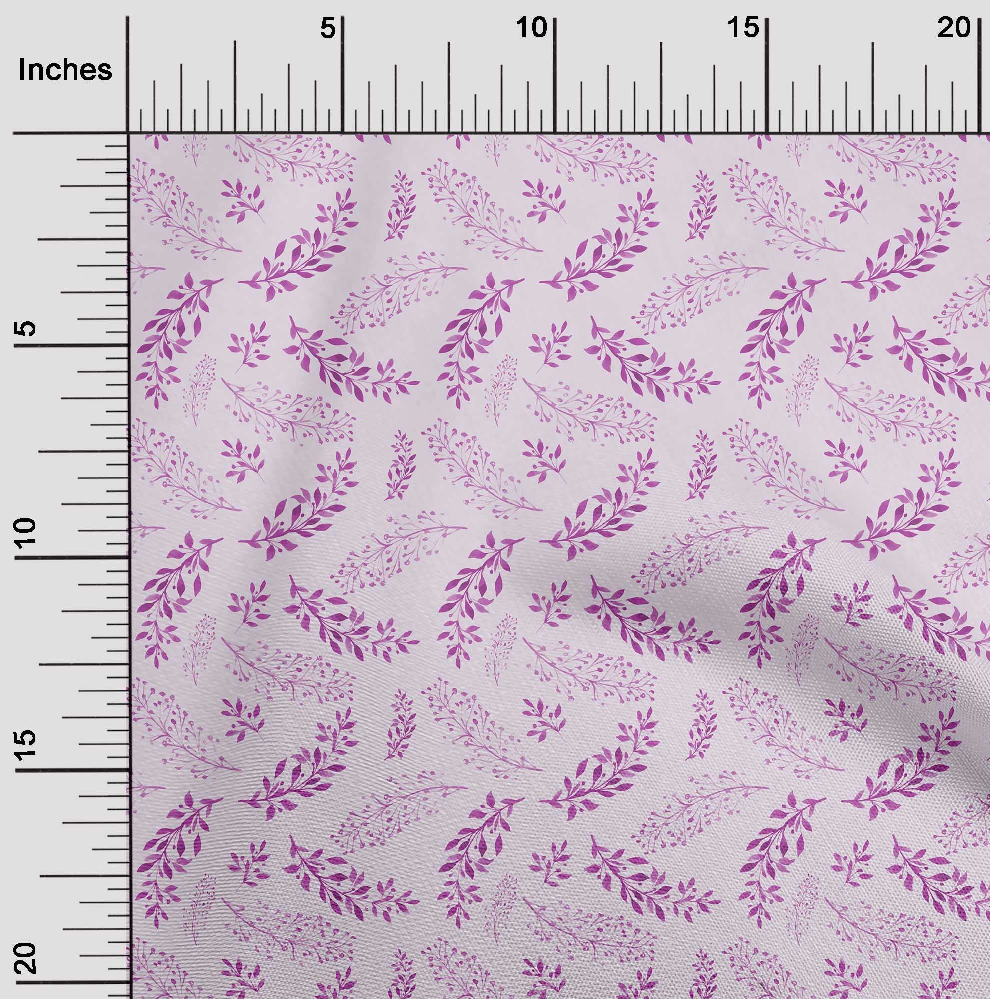 oneOone Cotton Poplin Pink Floral Leaves Print Fabric by The Yard - 42 Inch Wide Dress Material for Summer Dresses, Skirts & DIY Sewing Projects