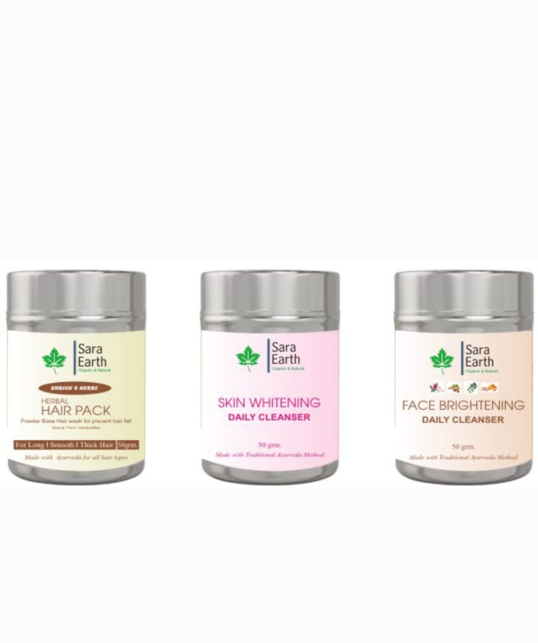 Saraearth Skin Brightening Cleanser - Gentle Daily Face Wash Powder for Glowing Skin, No Scrub Needed, 50g | Perfect for Morning & Night Skincare Routine