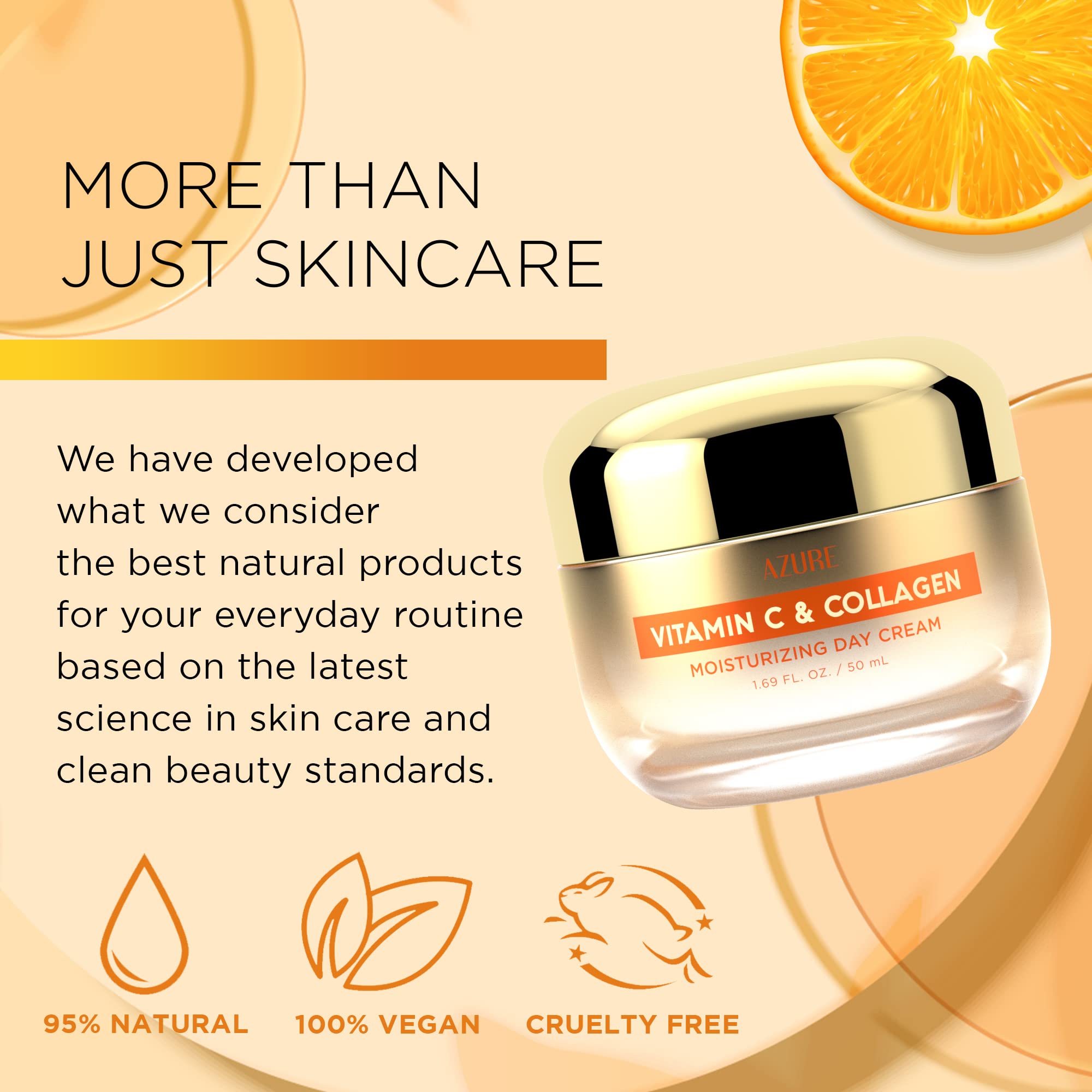Azure Vitamin C Face Moisturizer - K Beauty Anti-Aging Cream for Glowing Skin | Dermatologist Tested