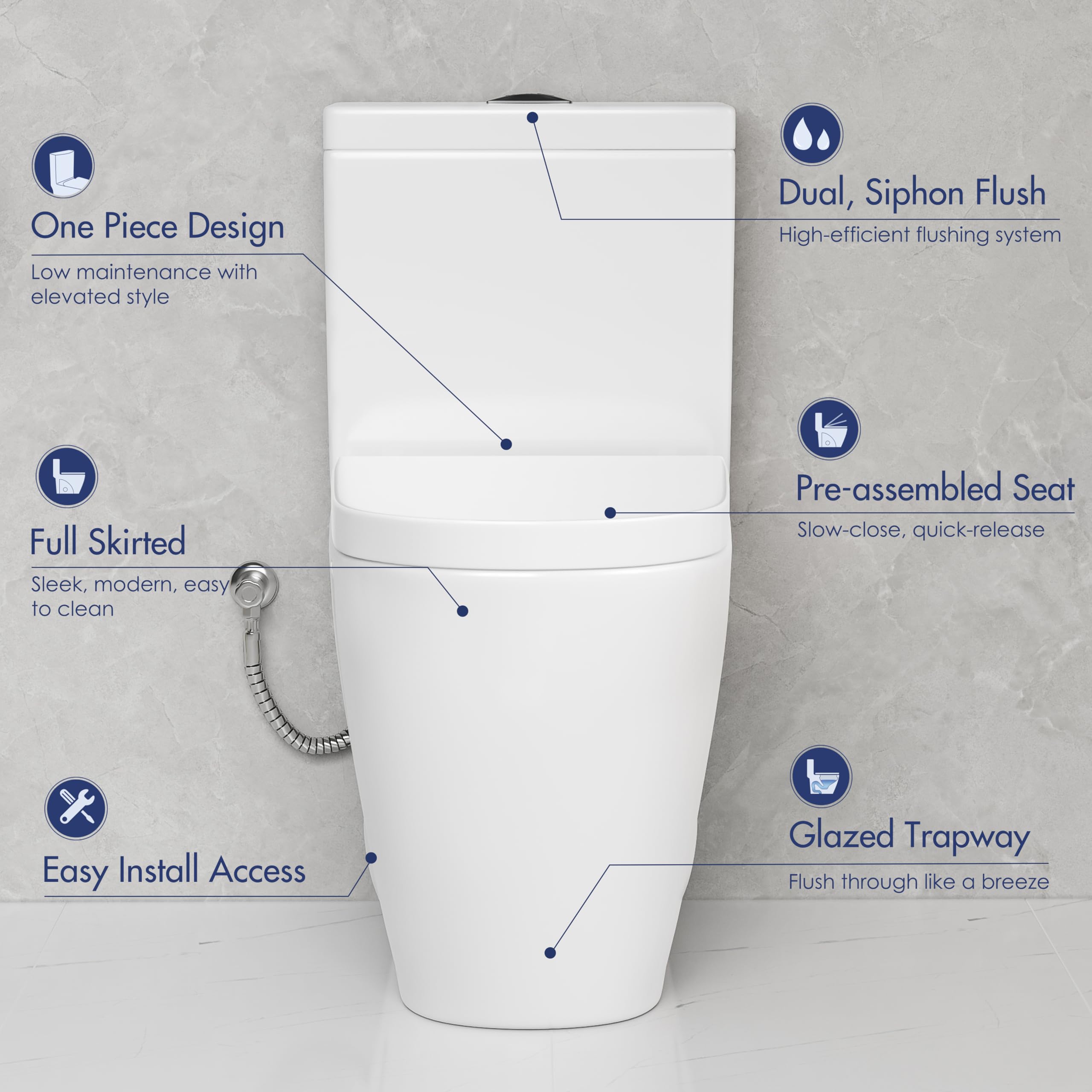 Eridanus One Piece Toilet with Comfort Chair Seat - ADA Compliant 17.3