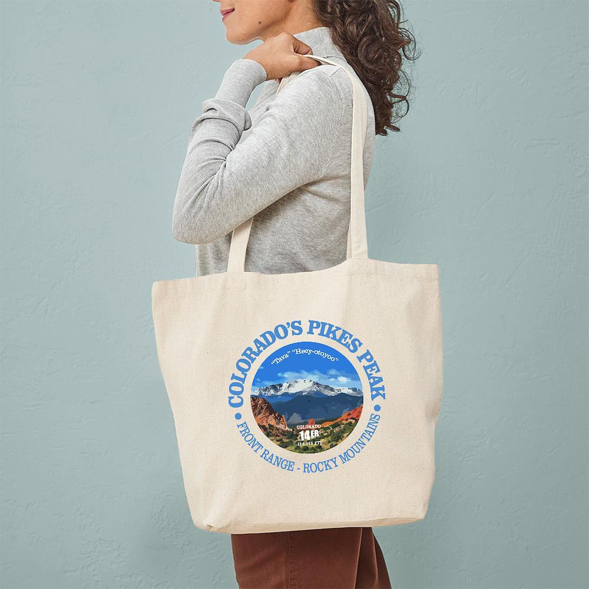 Pikes Peak Natural Canvas Tote Bag - Eco-Friendly Reusable Shopping Bag for Groceries, Beach & Daily Use | CafePress