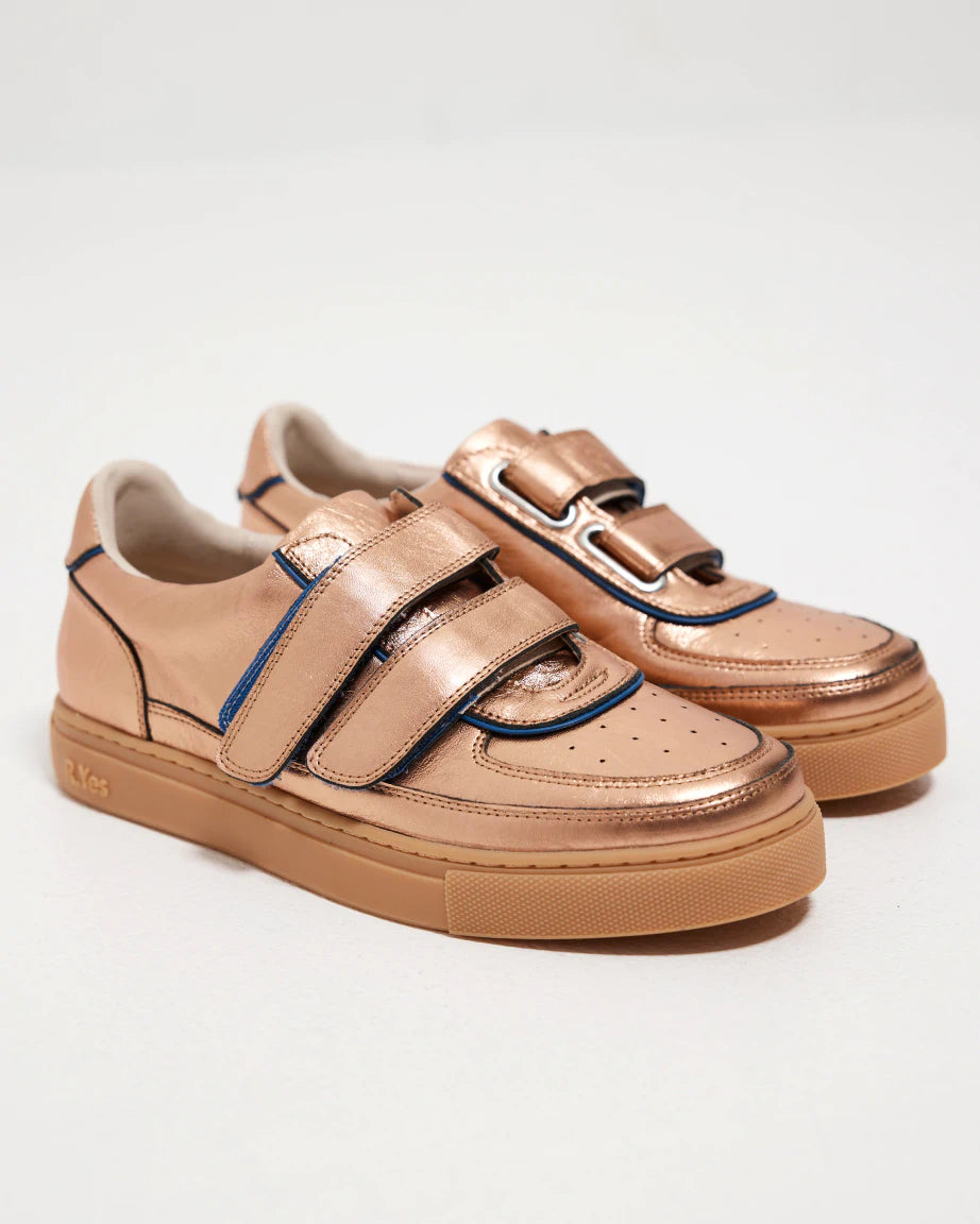 Journey 4.0 Velcro Sneakers for Women - Lightweight Walking Shoes with Metallic Apricot Finish | Perfect for Gym, Running, and Casual Wear