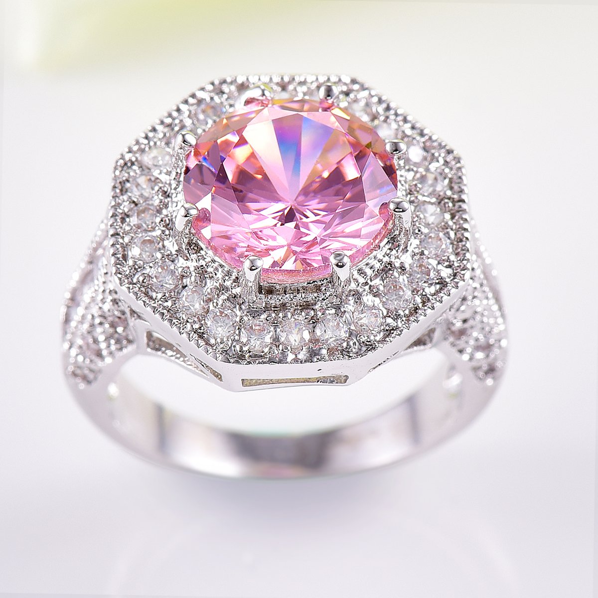 925 Sterling Silver Plated Cubic Zirconia Halo Cocktail Ring for Women - Elegant Evening Party Jewelry Gift for Anniversary, Engagement & Special Occasions