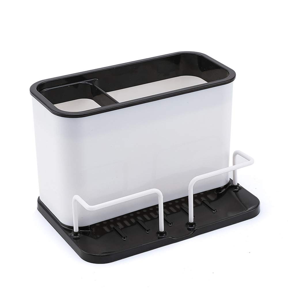 MinLia Sink Organizer - Chopsticks Cage & Kitchen Sponge Holder Storage Rack - Space Saving Drain Shelf for Sink (Black) - Perfect for Small Kitchen Organization & Dish Drying
