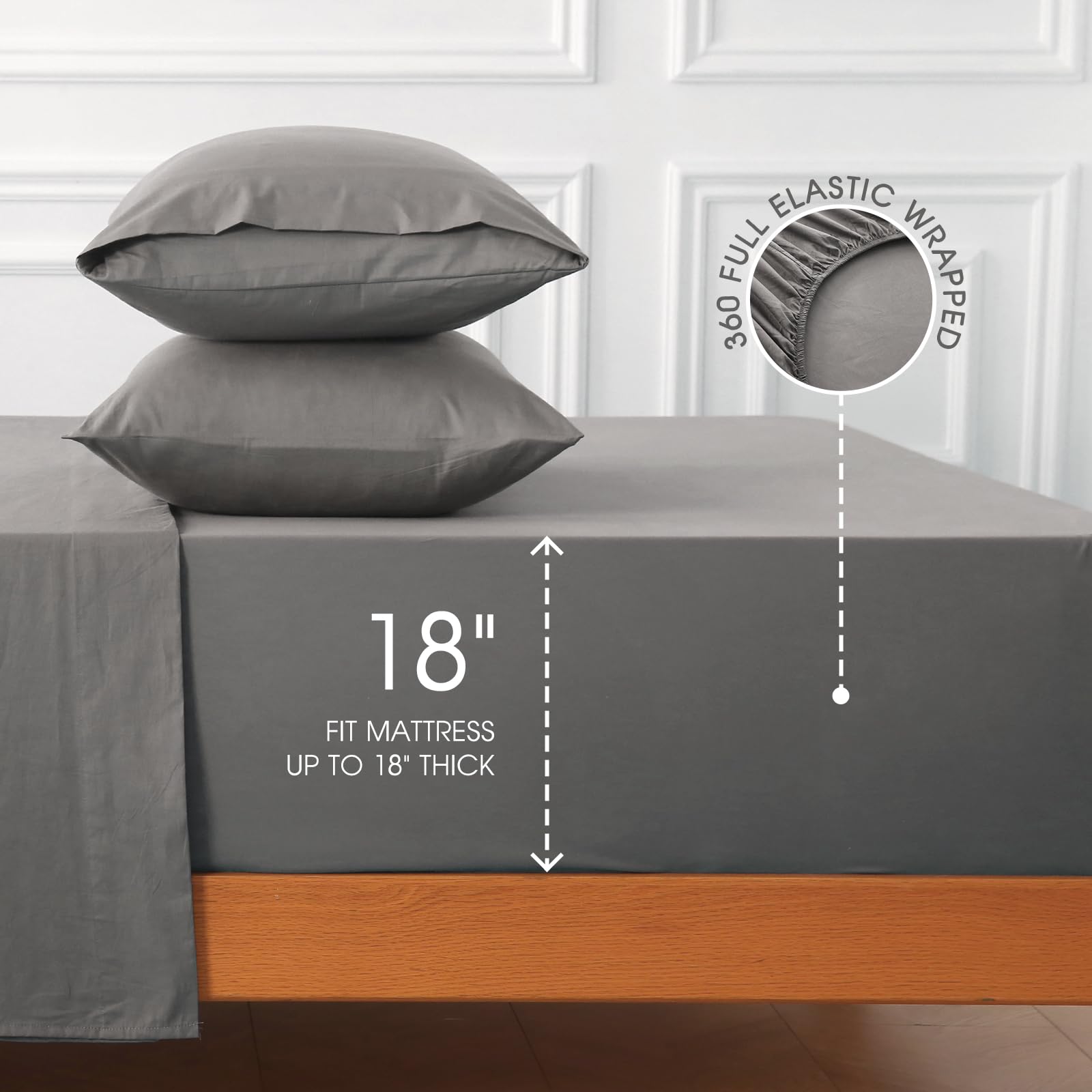 Premium 600 Thread Count Egyptian Cotton Queen Sheets - 18 Inch Deep Pocket, Ultra Soft & Breathable for Hotel Luxury Feel - Perfect for Master Bedroom, Guest Room & Airbnb