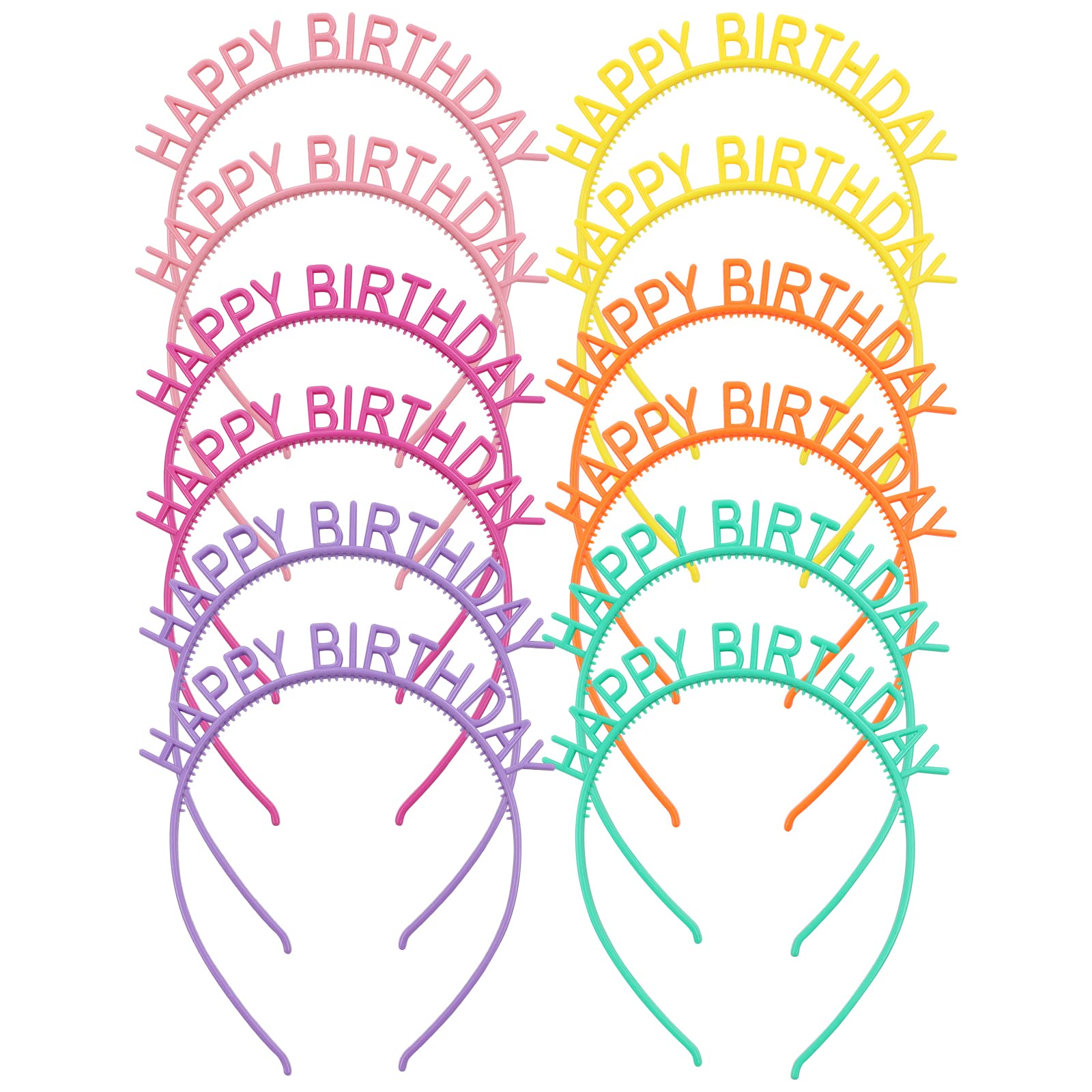 12 Pack Colorful Birthday Headbands with Teeth - 6 Pairs Plastic Hair Hoops for Toddlers, Kids, Teens, Girls & Women - Fun Party Hair Accessories & Decorative Tiaras for Birthday Celebrations, Baby Showers & Festive Events