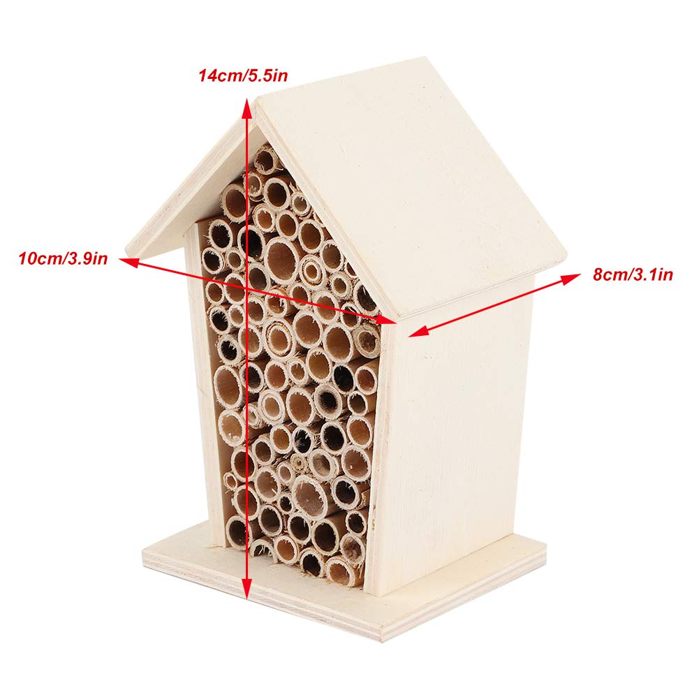 Wooden Bee House for Garden - Natural Wooden Insect Hotel with Tubular Channels, Outdoor Balcony & Patio Decoration - Attracts Pollinators for Eco-Friendly Gardening