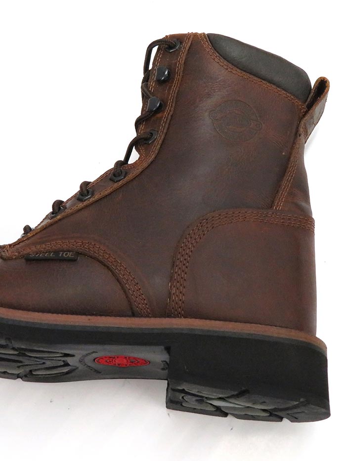 Justin WK682 SE682 Men's Stampede Steel Toe Work Boots - Rugged Tan Leather Lace-Up Safety Shoes for Construction & Outdoor Work