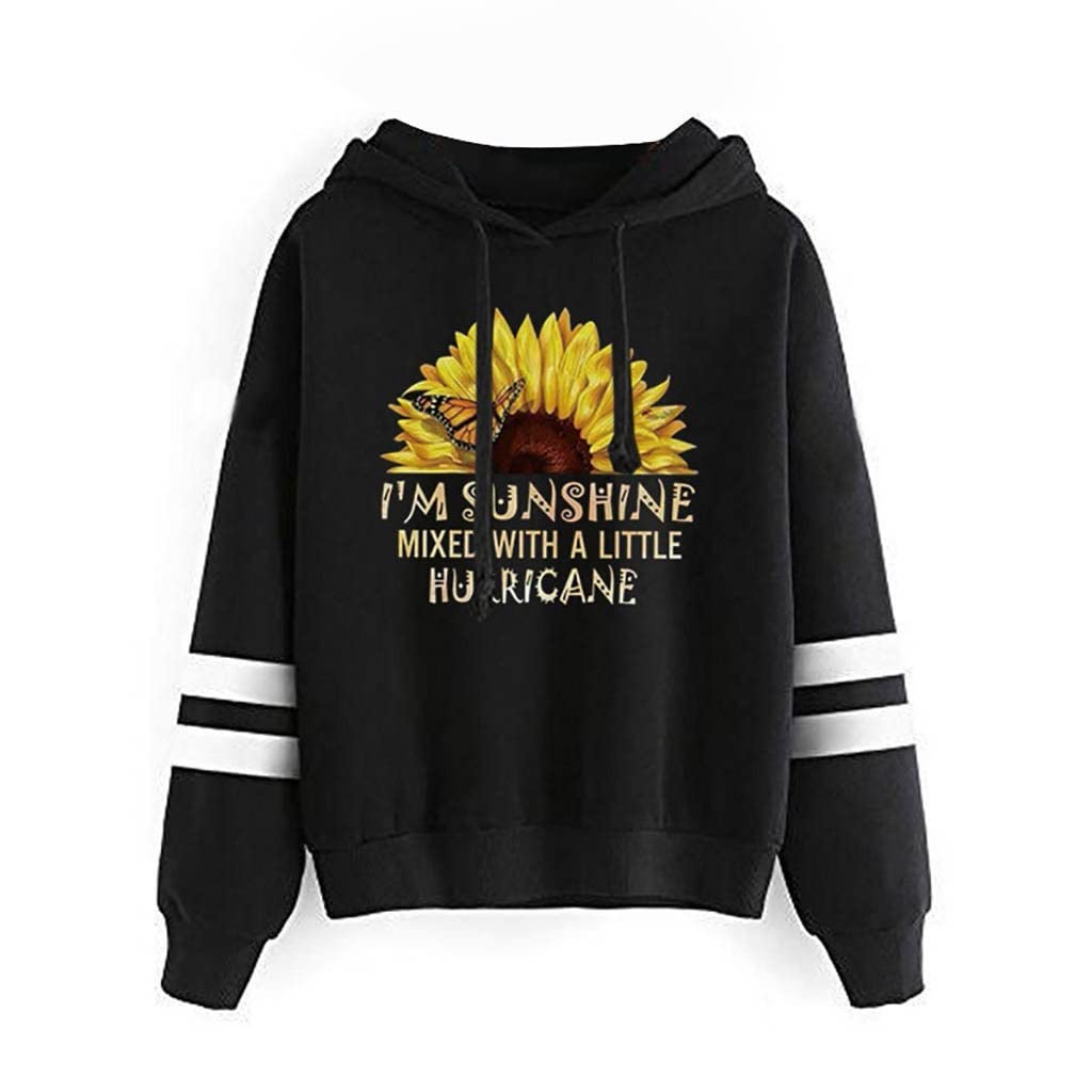 Women's Casual Sunflower Print Hoodie - Lightweight Pullover Sweatshirt with Cute Graphic Design, Long Sleeve Hooded Top for Everyday Wear, Fall Fashion & Outdoor Activities