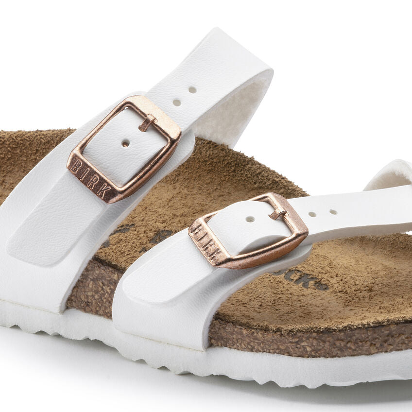 Birkenstock Mayari Birko-Flor Sandals for Kids - Comfortable White Adjustable Straps - Perfect for School, Play & Summer Outings