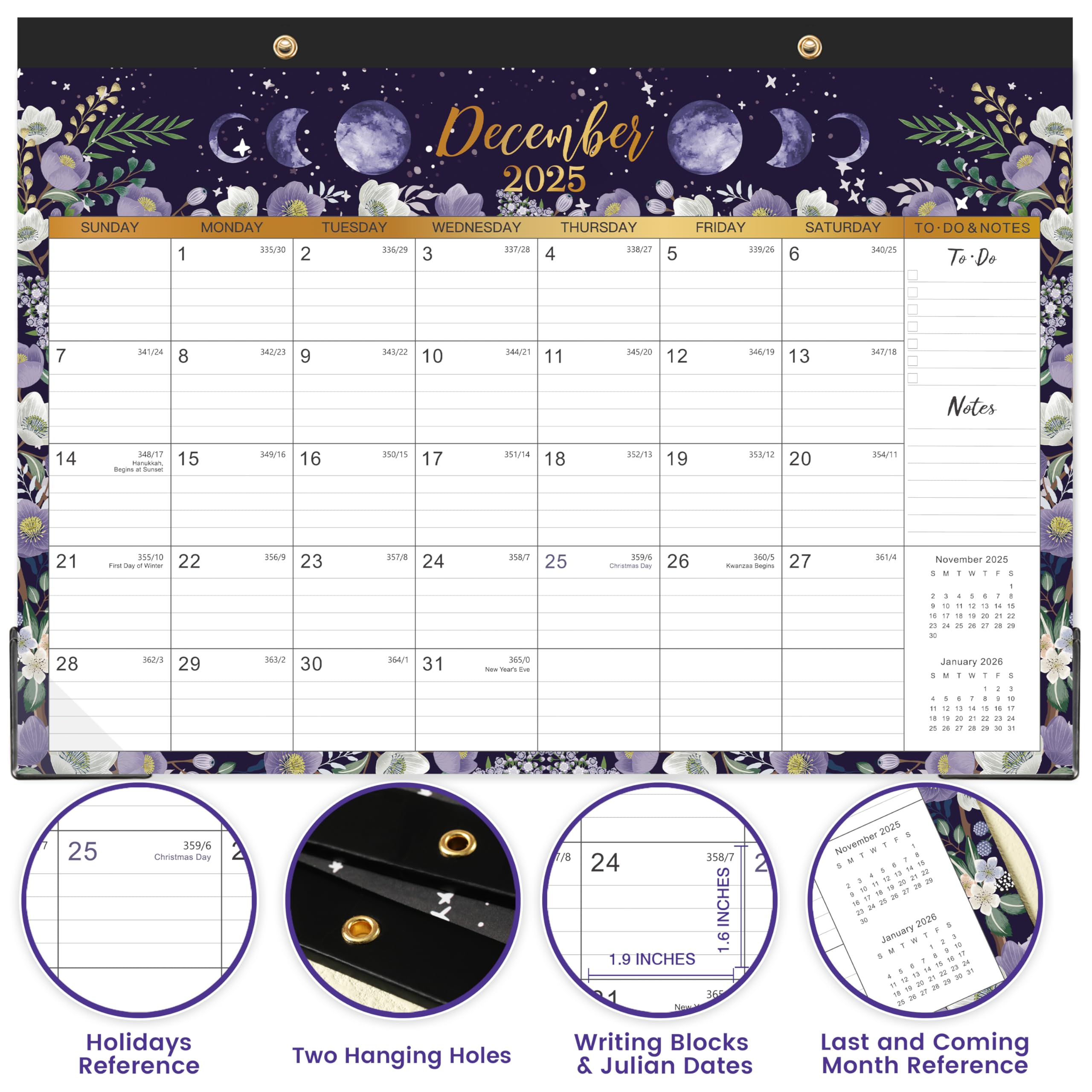 2025-2026 Monthly Desk and Wall Calendar Planner | 18 Months from July 2025 to December 2026 | 16.8