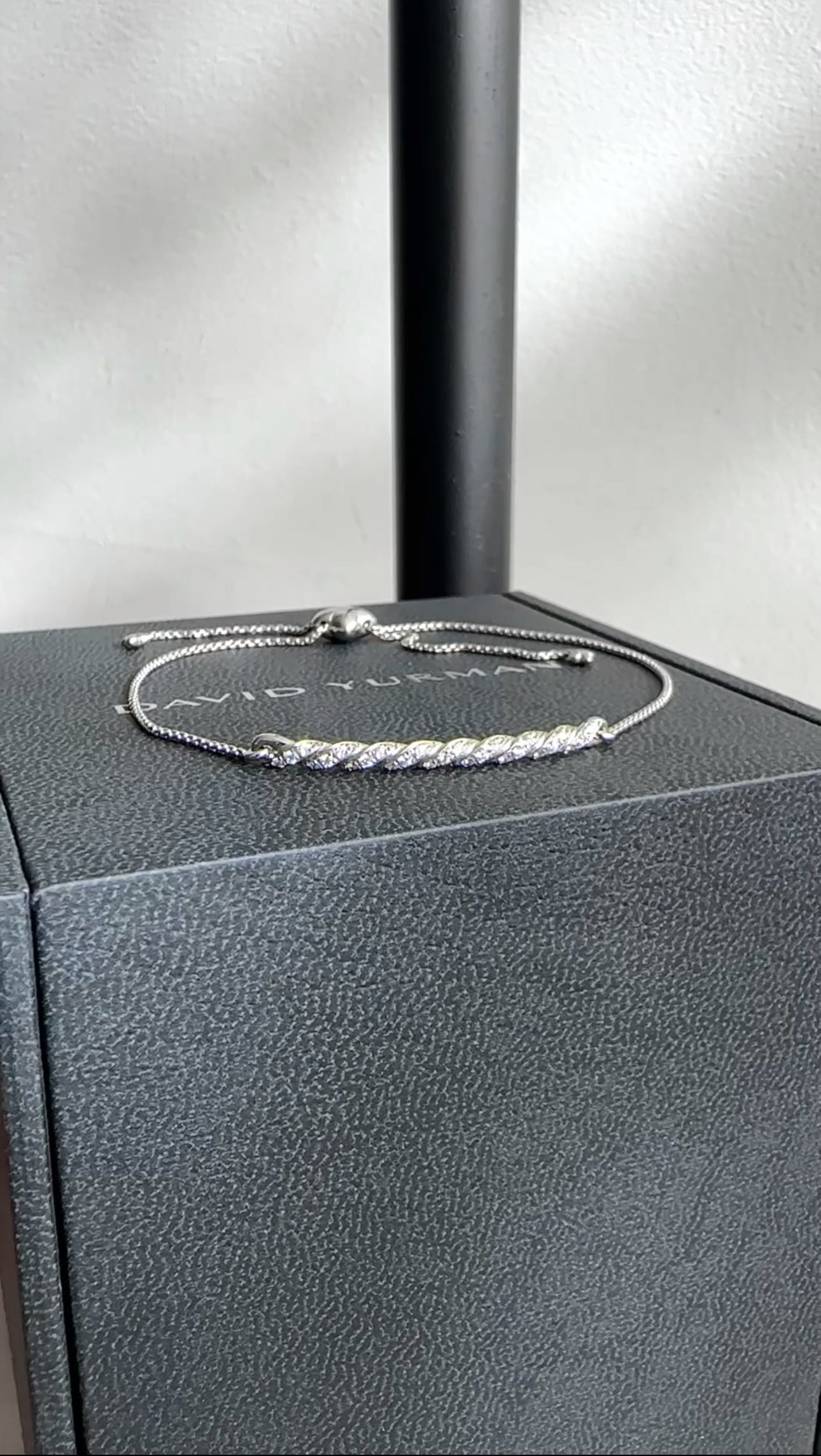 David Yurman 18k White Gold Diamond Pave Flex Slide Bracelet for Women - Luxury Adjustable Tennis Bracelet for Everyday Wear & Special Occasions