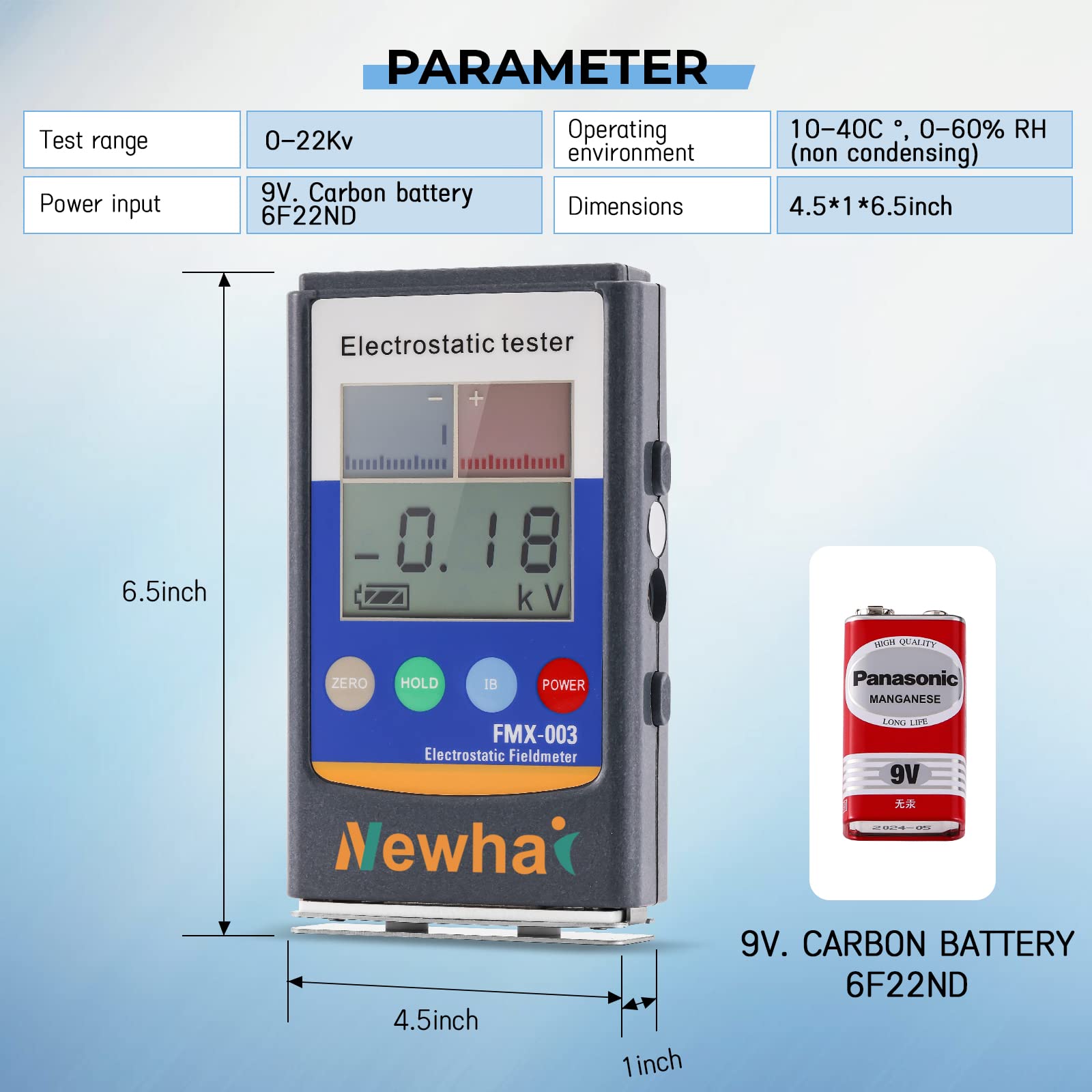 Upgraded 0-22KV Handheld Electrostatic Field Meter with 5% Accuracy - Portable Infrared Antistatic Tester for Textile, Fiber, Paper, Rubber & Plastic | Perfect for Industrial Safety, Quality Control & Static Charge Measurement in Manufacturing