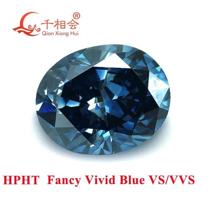 1.3ct VS 2.1ct Oval HPHT Lab-Grown Diamond - Fancy Vivid Blue Sapphire Color, GEMID Certified Loose Stone for Engagement Rings & Fine Jewelry Making