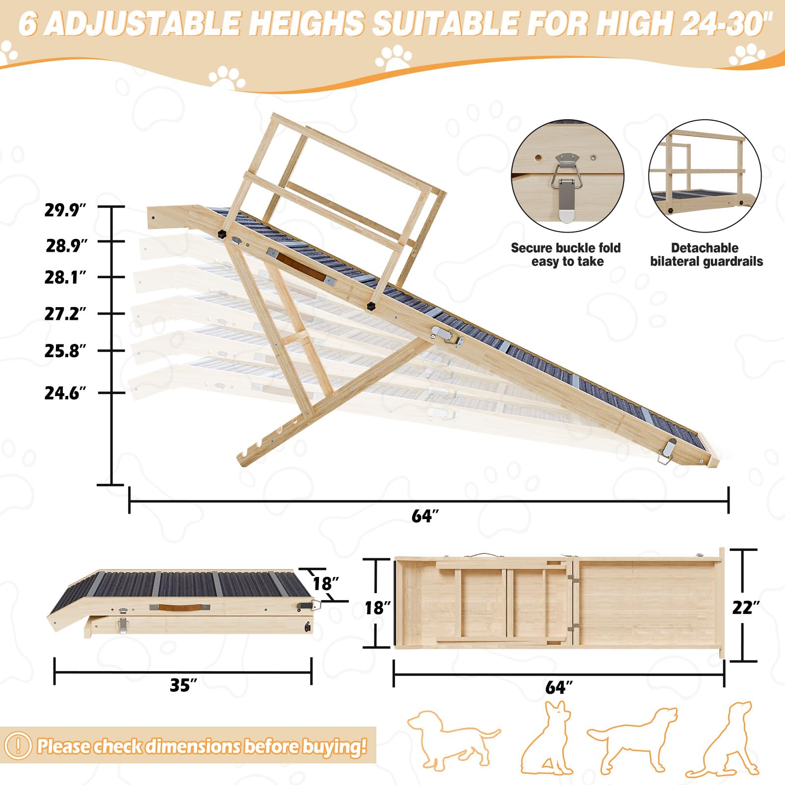 Foldable Dog Ramp for Bed & Car - 64