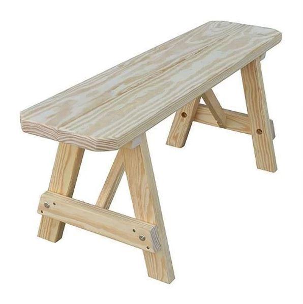 A&L Furniture Solid Yellow Pine Traditional Wooden Bench - Rustic Home Decor for Entryway, Patio, or Garden Seating