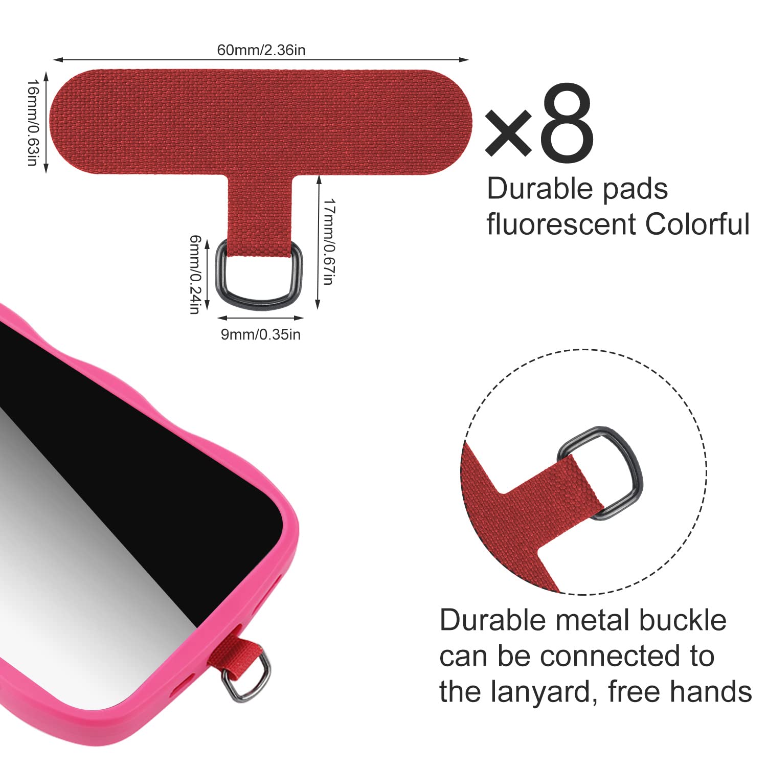 8-Piece Heavy Duty Crossbody Phone Lanyard - Secure Tether Tab Strap for Most Smartphones (Multicolored) - Perfect for Hiking, Travel, and Outdoor Activities