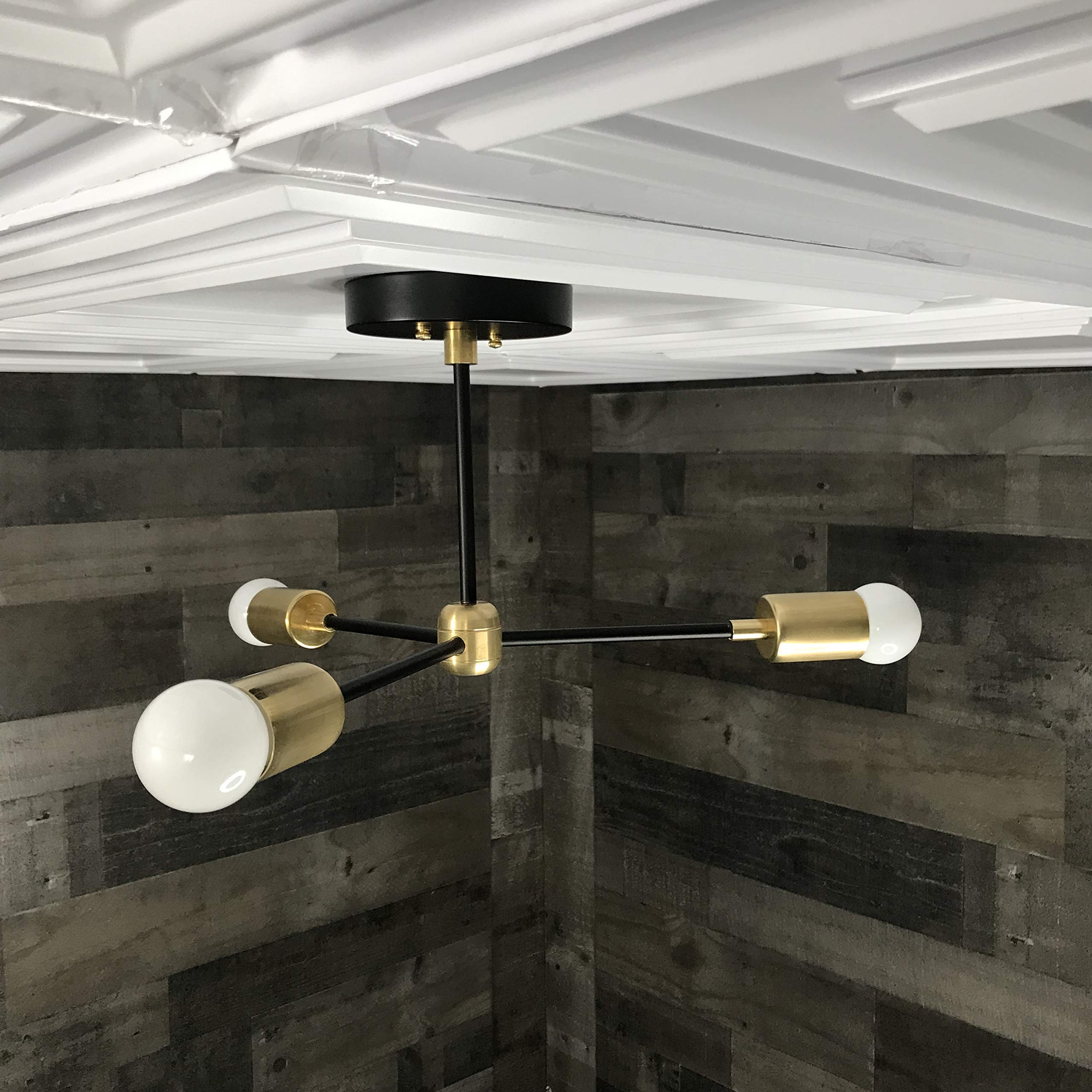 Atlas Modern Chandelier - 3 Light Sputnik Mid Century Industrial Ceiling Fixture for Dining Room, Living Room & Bedroom Lighting