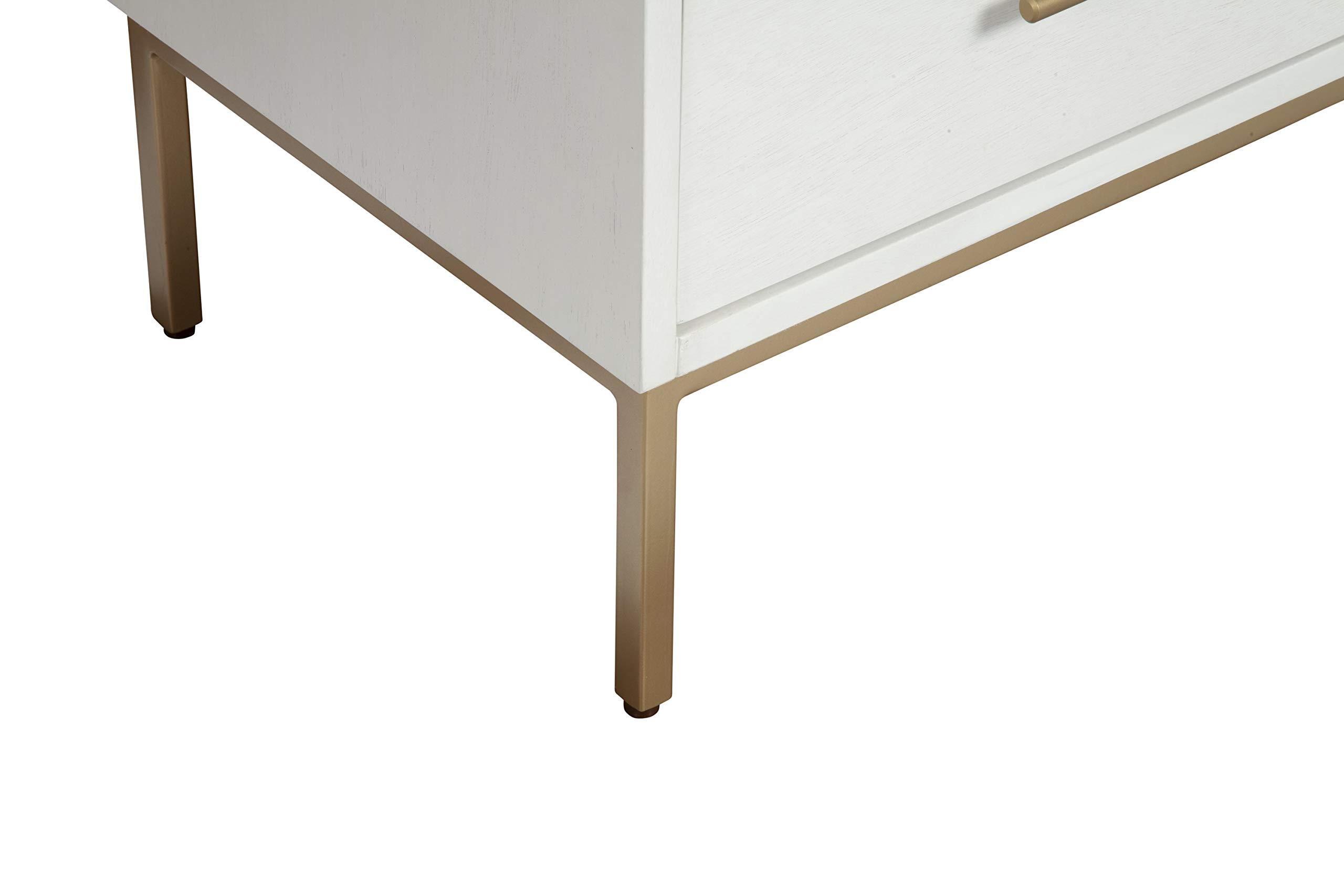 Madelyn Nightstand by Alpine Furniture - White Wood Bedside Table for Bedroom, Living Room & Guest Room - Modern Nightstand with Drawer & Shelf