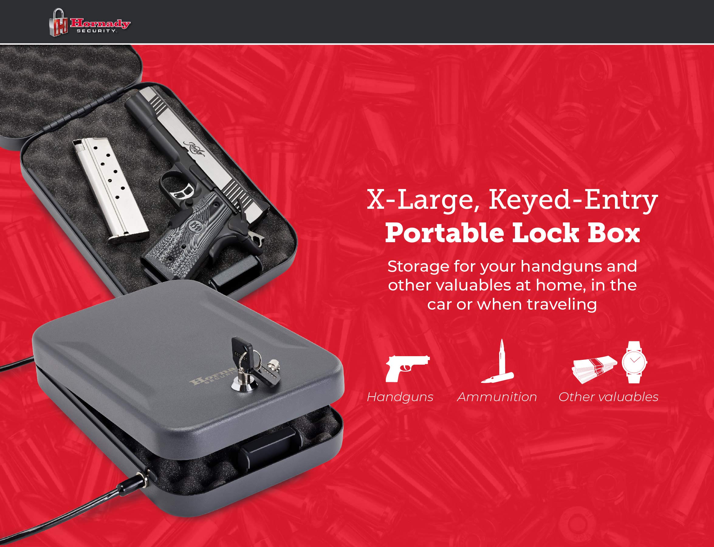 Hornady Lockbox for Guns and Valuables - Secure Handgun Safe with Keypad Entry | Perfect for Home, Office & Travel Security