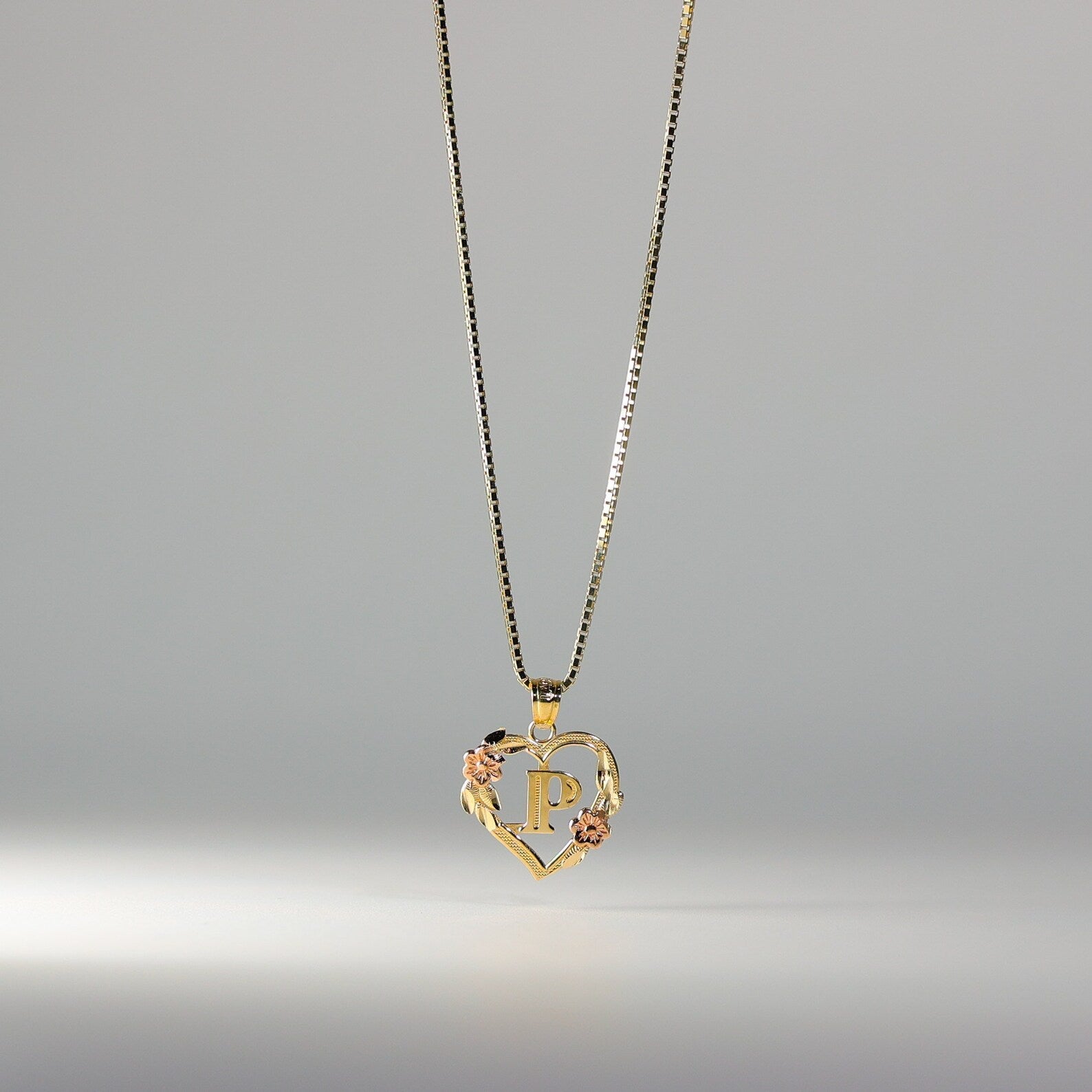 14K Gold Heart Letter P Pendant Necklace with Floral Design - Personalized Initial Jewelry for Women, Perfect Gift for Birthday, Anniversary & Valentine's Day | Elegant Everyday Wear & Special Occasions