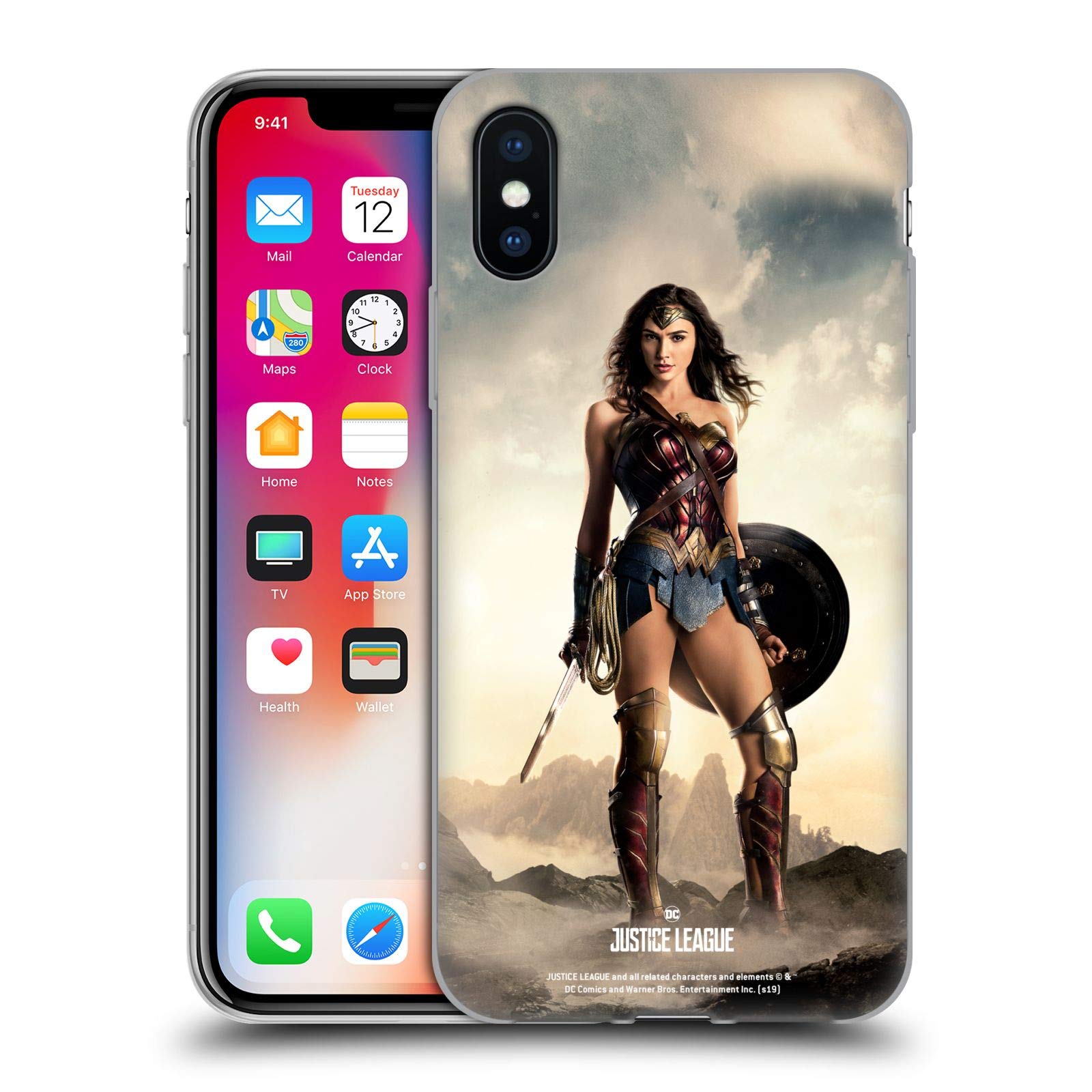 Justice League Movie Wonder Woman iPhone X/Xs Soft Gel Case – Officially Licensed Character Poster Design by Head Case Designs – Perfect for Fans & Superhero Enthusiasts