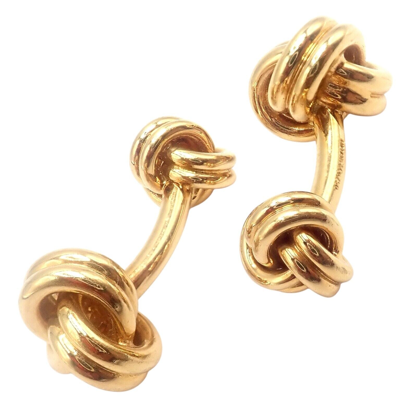 Vintage Tiffany & Co 18k Yellow Gold Classic Love Knot Cufflinks - Luxury Men's Jewelry Gift for Wedding, Anniversary & Formal Events