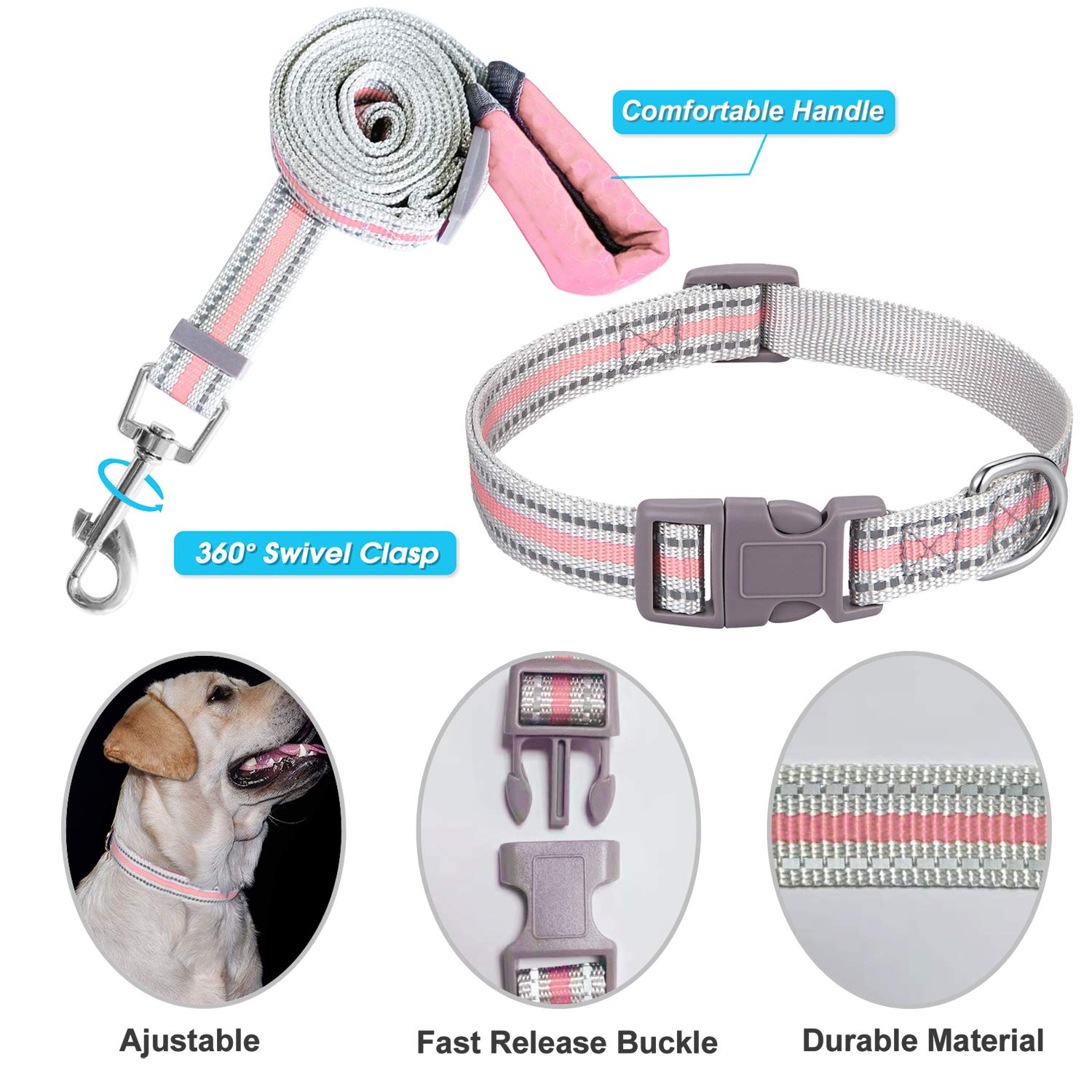JSXD Small Dog Harness & Leash Set - Adjustable Puppy Harness with 3M Reflective Vest for Small to Medium Dogs - Perfect for Walking, Training & Nighttime Safety