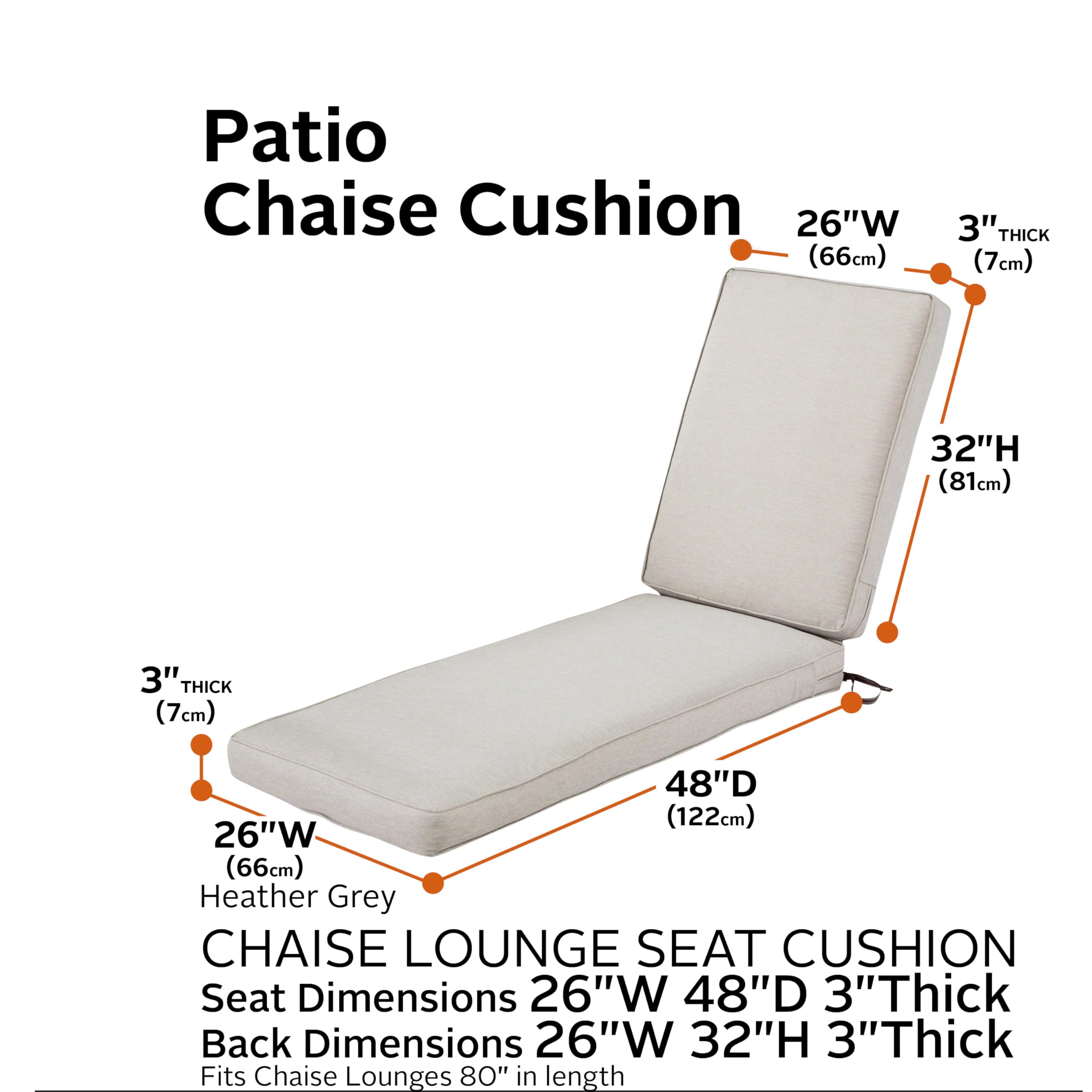 Classic Accessories Montlake Outdoor Chaise Lounge Cushion - 80