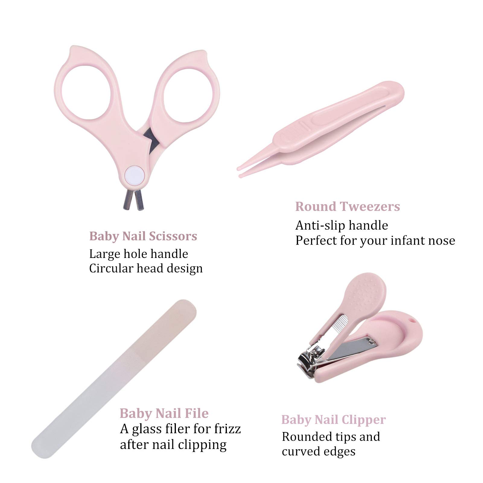 Baby Nail Care Kit with Owl Case - Clipper, Scissor & File for Newborns | Mother's Day Gift (Pink)