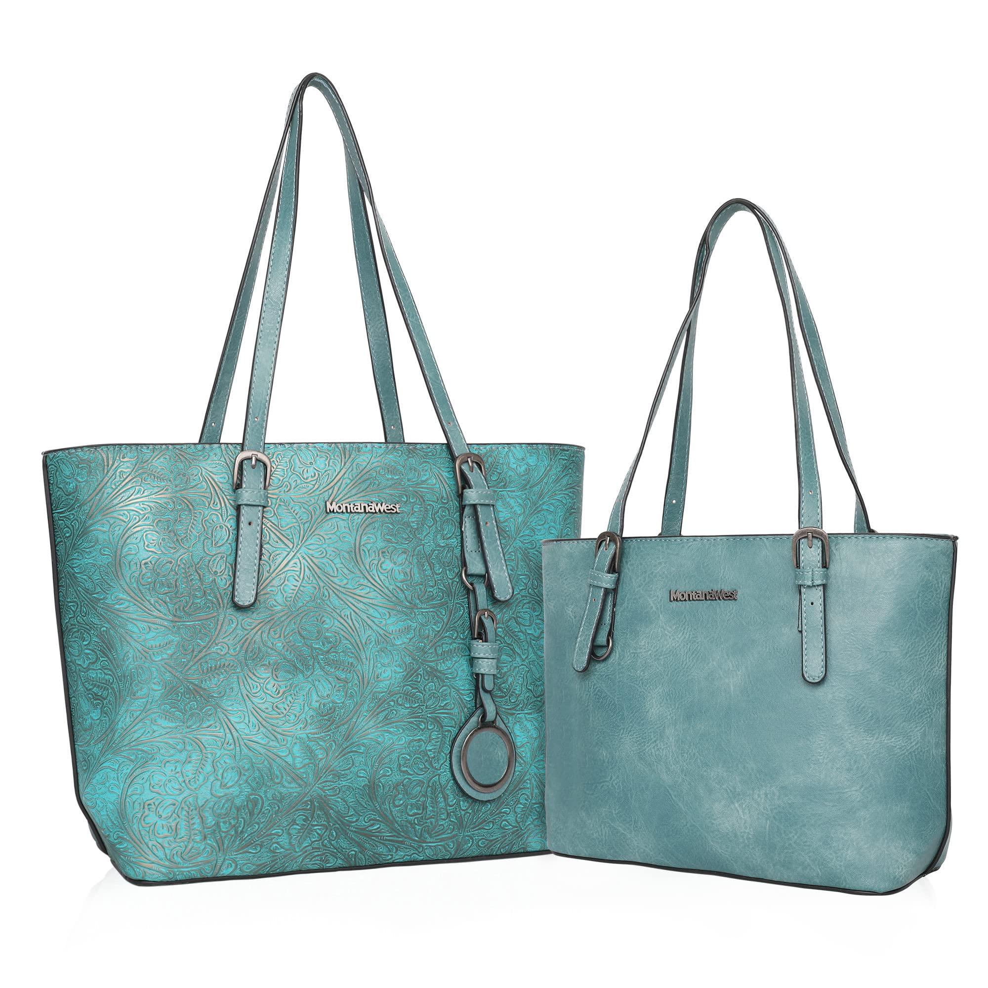 Montana West Women's Large Tote Bag & Handbag 2-Piece Set - Embossed Leather Purse Collection for Work, Travel & Daily Use