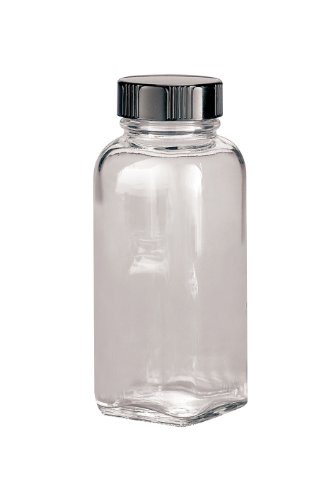 Kimble Type III Soda Lime Glass Clear Wide Mouth French Square Bottles with GPI Thread Cap - 500ml (Case of 24) - Perfect for Laboratory, Home Brewing, Essential Oil Storage & DIY Projects