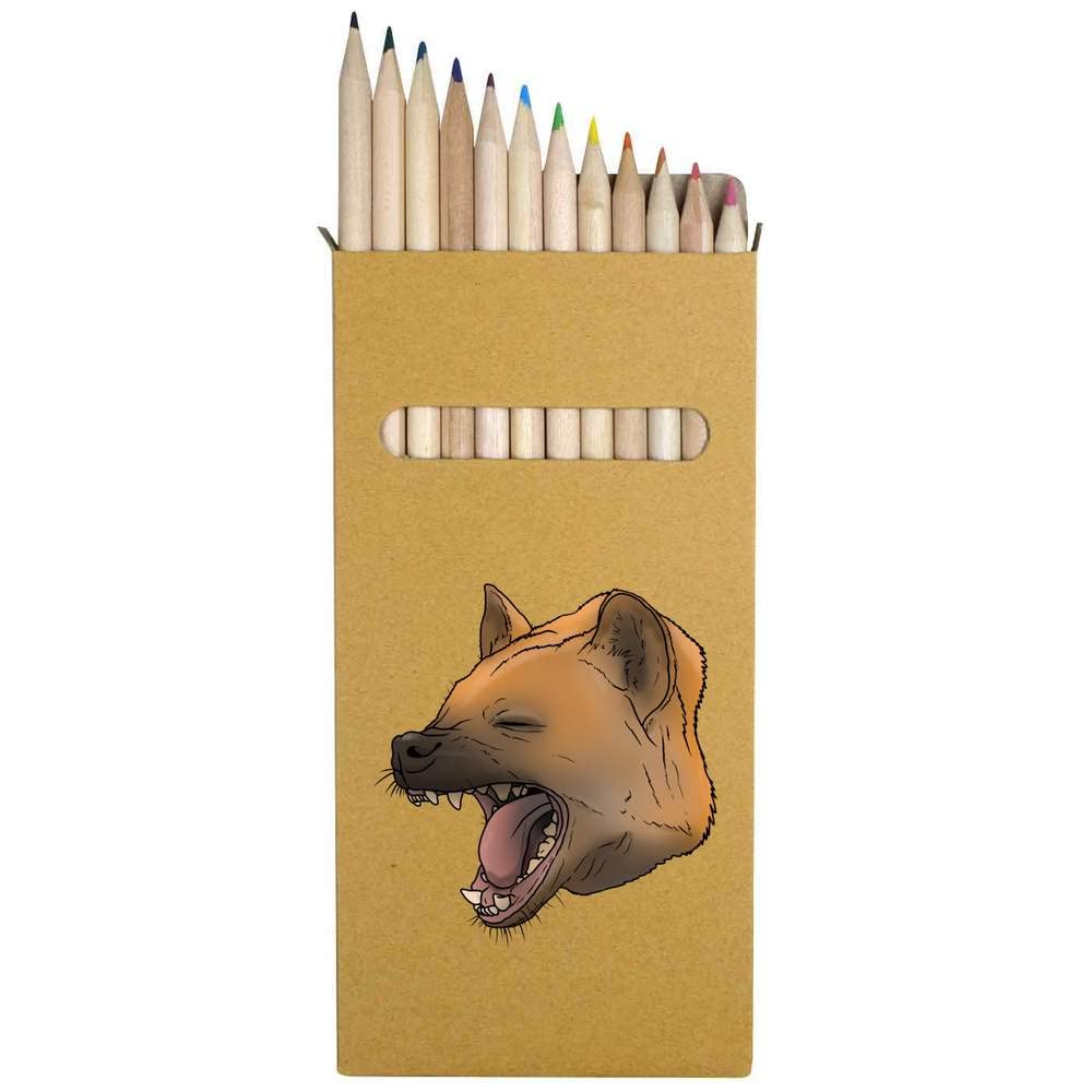 Azeeda 12-Pack Hyena Laughing Colored Pencils Set - 178mm Long Vibrant Art Pencils (PE00041647) for Drawing, Sketching & Coloring Books - Perfect for Artists, Students & DIY Craft Projects