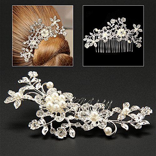 Pearl Flower Hair Comb Clip for Brides & Women - Wedding & Party Accessories