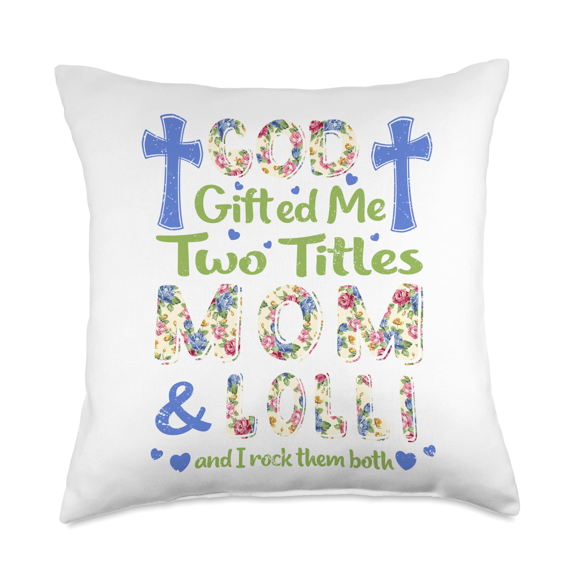 Mom & Lolli Flower Mothers Day Throw Pillow 18x18 - Multicolor Cushion Cover for Sofa, Bedroom Decor - Perfect Gift for Mother's Day, Birthday & Home Decoration