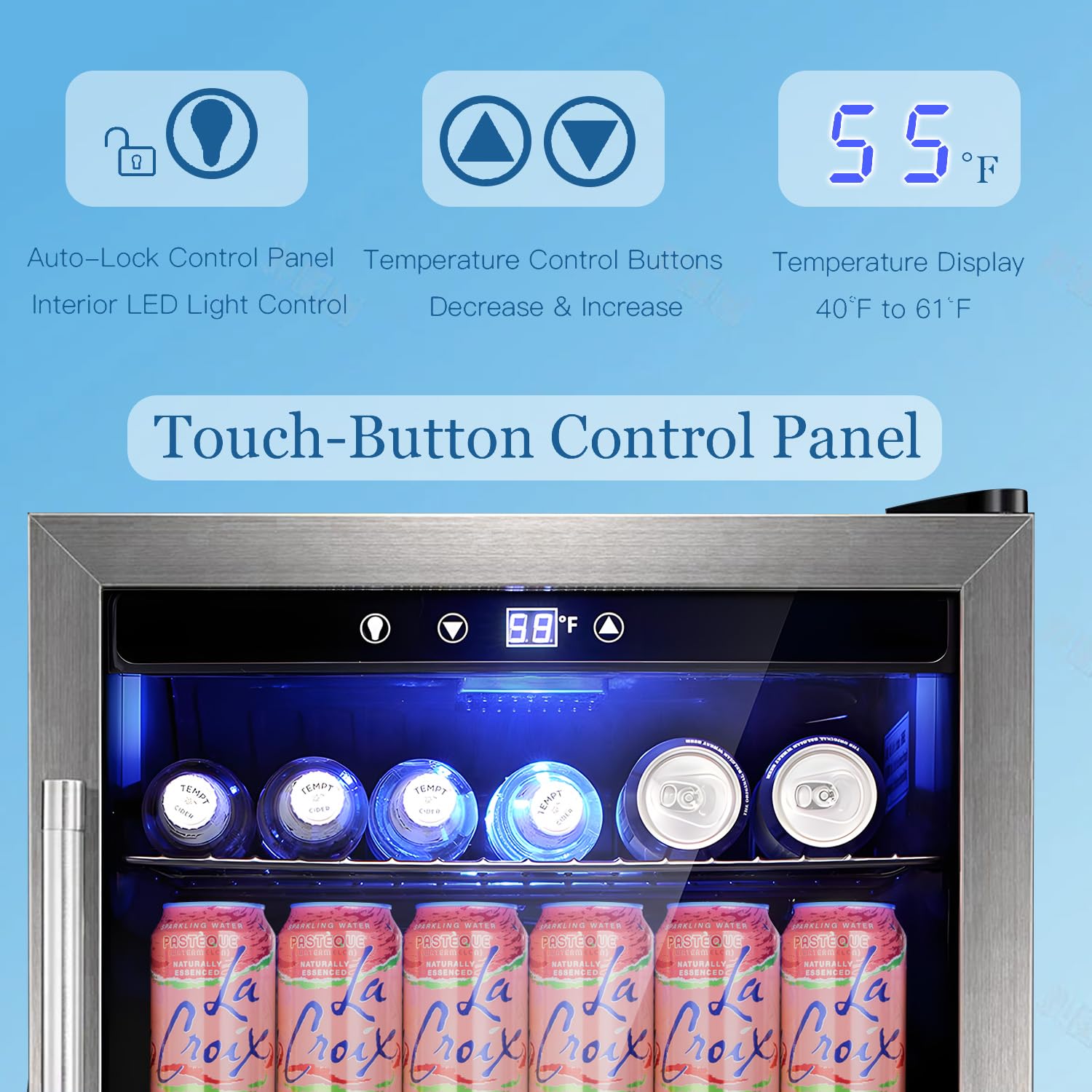 Antarctic Star 4.4 Cu.Ft Mini Fridge with Glass Door - 145 Can Capacity Beverage Cooler for Beer, Soda, Wine - Compact Drink Refrigerator for Home, Office, Bar, Dorm, Man Cave & Game Room