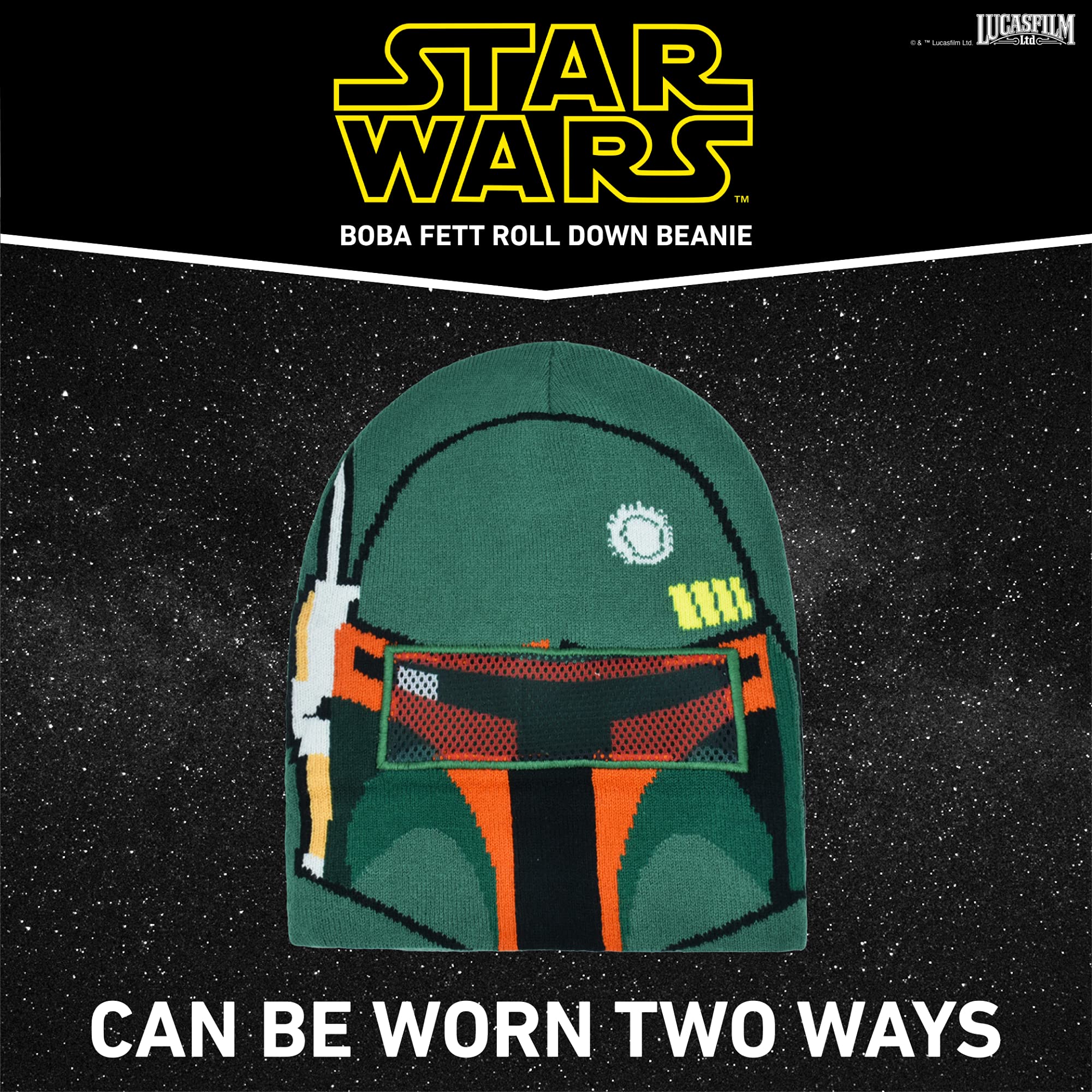 Star Wars Boba Fett Knitted Acrylic Winter Beanie Hat for Adults - Warm Cosplay Costume Accessory for Halloween, Comic Con & Cold Weather