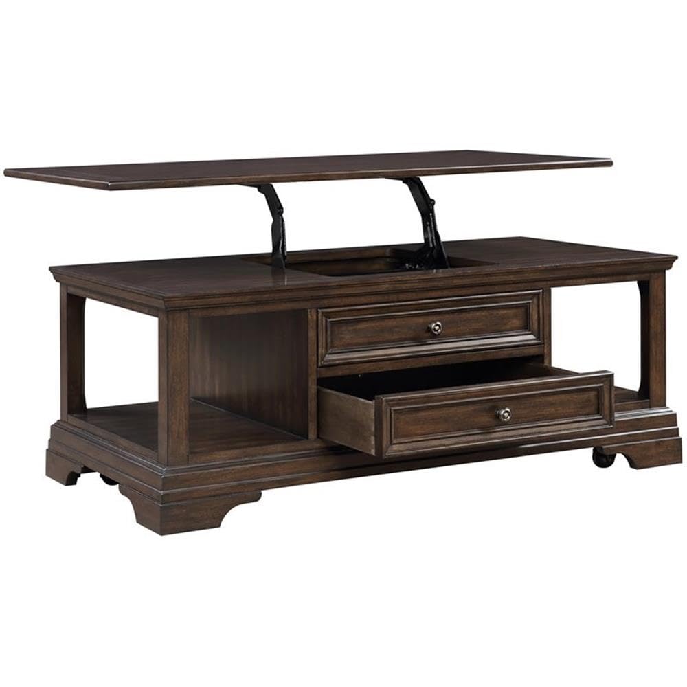 Lexicon Tobias Traditional Wooden Lift Top Coffee Table - Espresso Finish - Perfect for Living Room, Home Office & Small Spaces