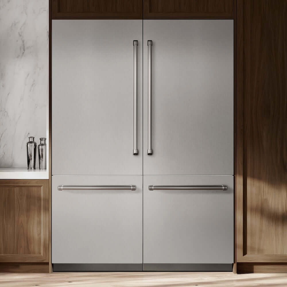 ZLINE 60-Inch 32.2 cu ft French Door Built-In Bottom Freezer Refrigerator with Water Dispenser & Ice Maker - Satin Stainless Steel & Graphite Gray Interior (GRBIV SN 60) - Perfect for Modern Kitchens & Open-Concept Homes