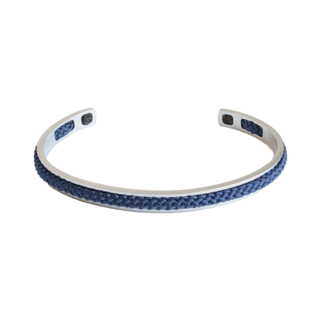 Corfu Stainless Steel Cuff Bracelet for Men & Women - Navy Blue Adjustable Bangle - Perfect for Casual Wear, Office & Special Occasions