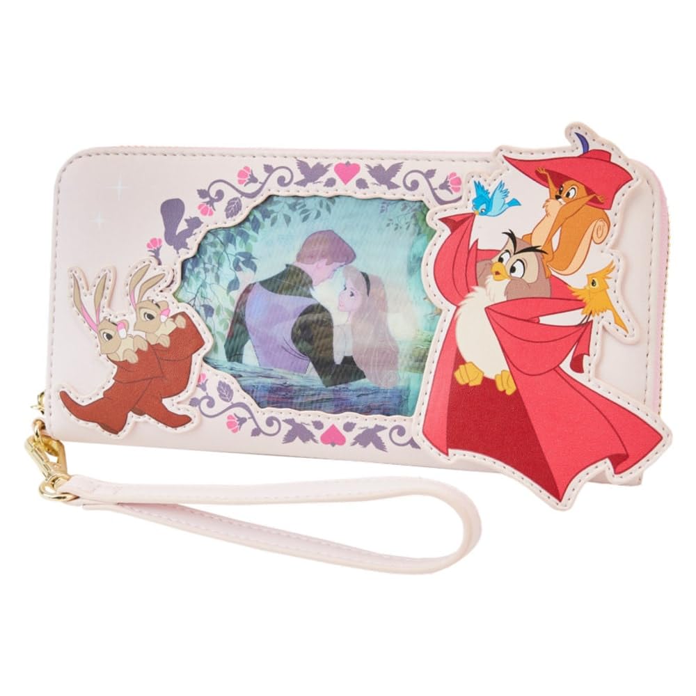 Disney Sleeping Beauty Princess Aurora Lenticular Wristlet Wallet - Loungefly Official - Crossbody Clutch for Women - Perfect for Theme Parks, Cosplay & Disney Collectors