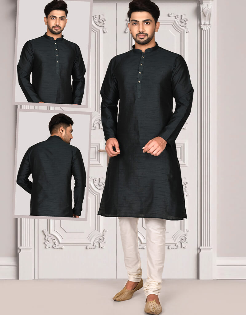 Black Cotton Kurta Churidar Set for Women - Traditional Indian Ethnic Wear for Festivals, Weddings & Casual Outfits