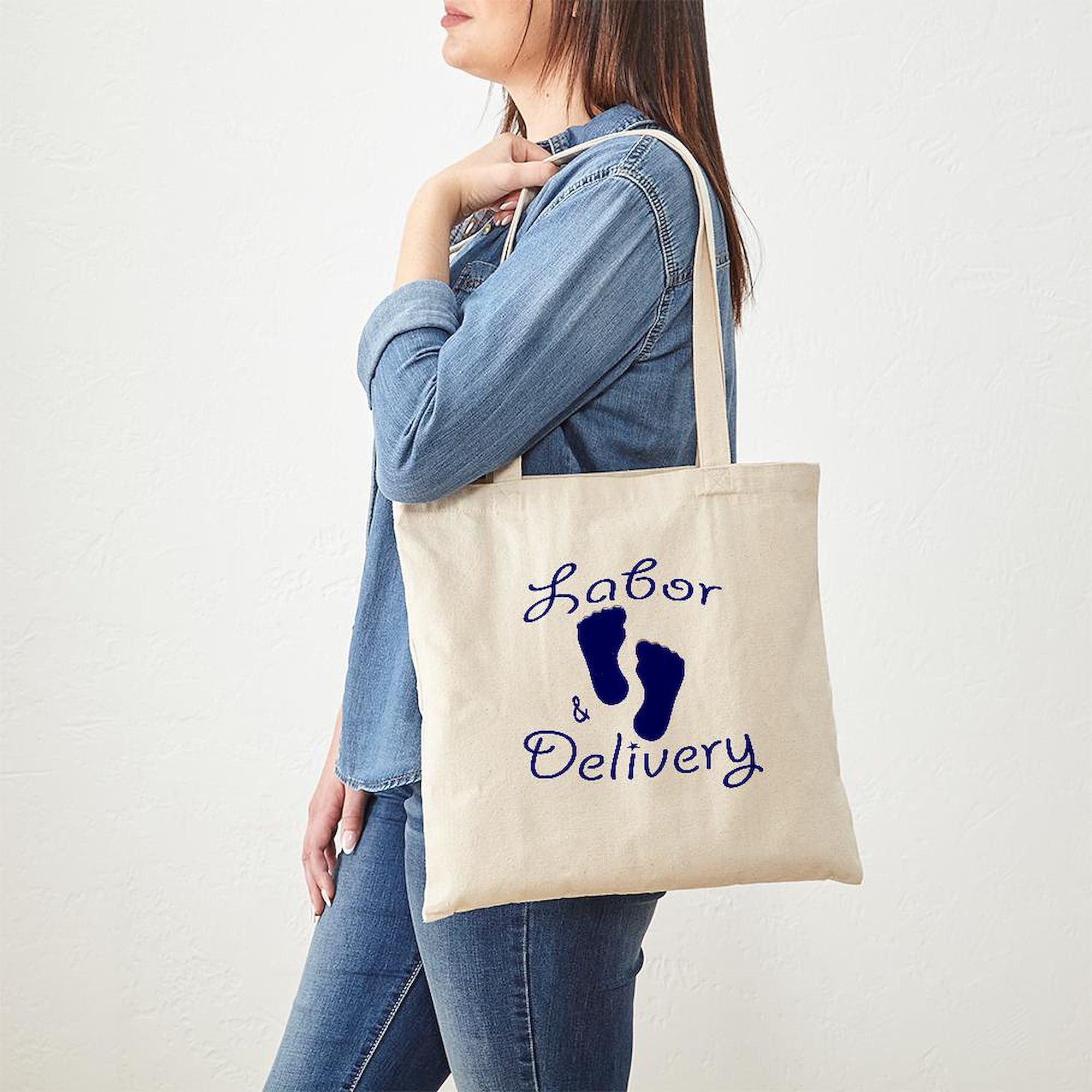 Labor & Delivery Tote Bag - Natural Canvas Reusable Shopping Bag for Hospital, Baby Shower & Everyday Use | Eco-Friendly Grocery Tote